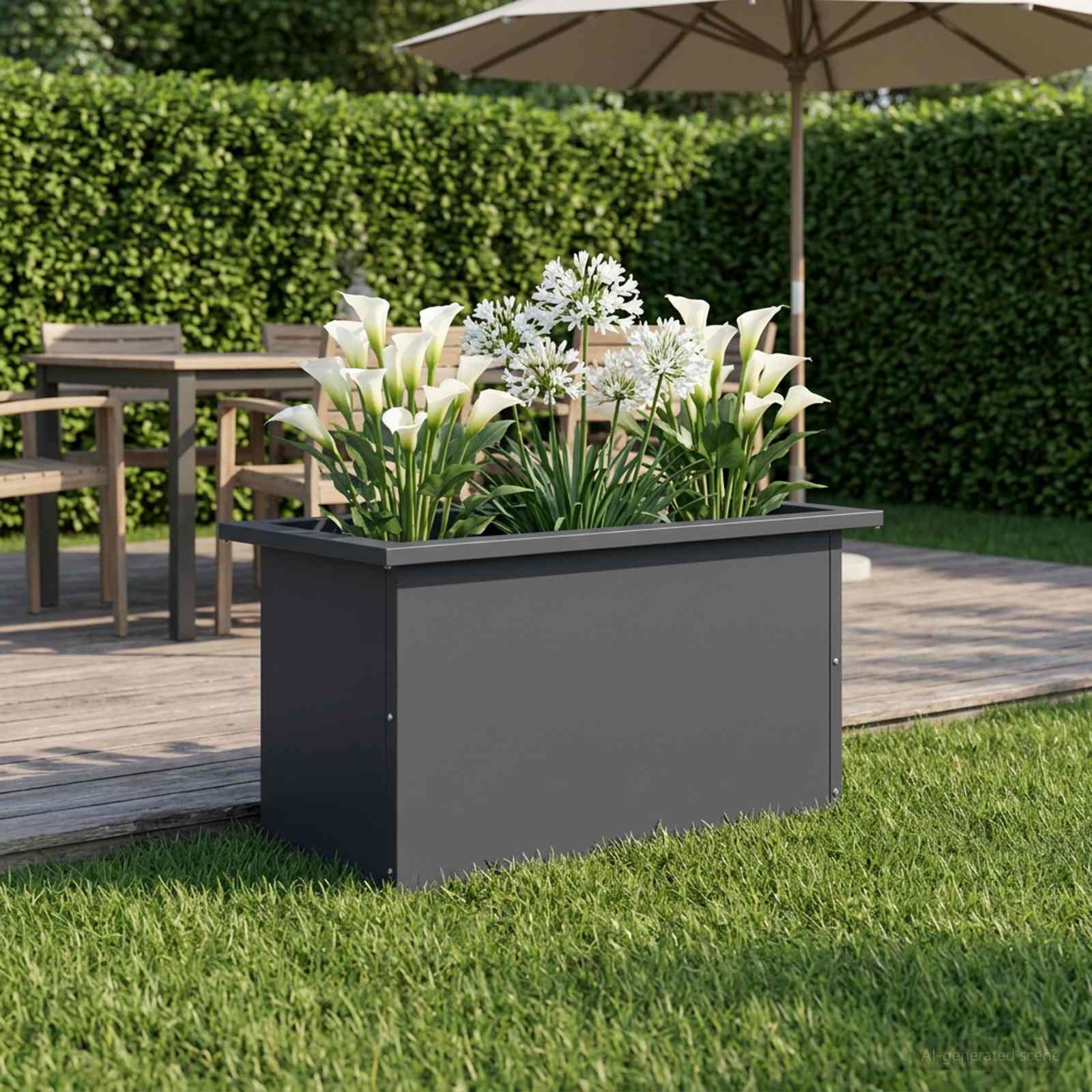 Plantenbak met led Antraciet 30 x 60 x 30 cm Staal image 3