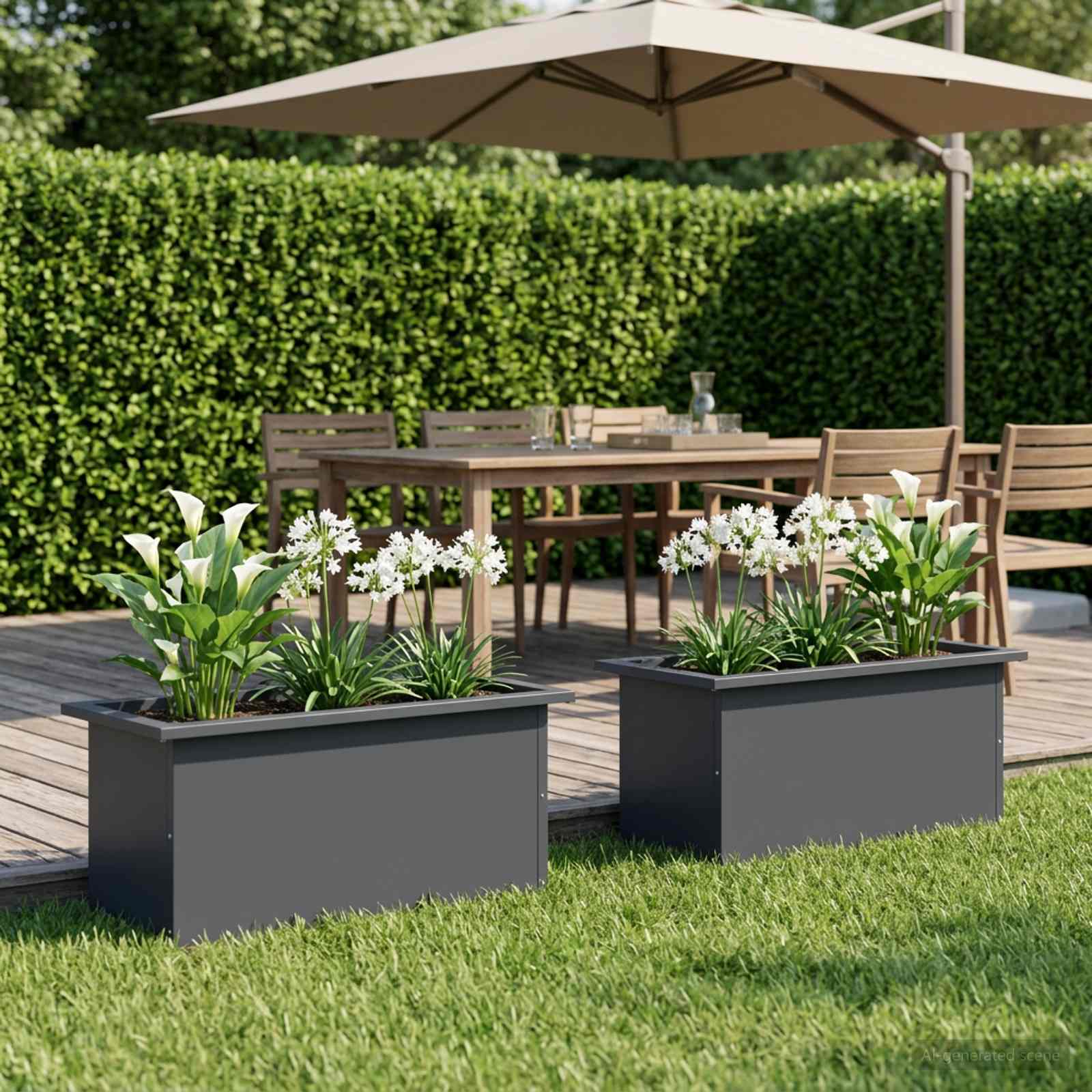 Plantenbak met led 2 st Antraciet 30 x 60 x 30 cm Staal image 3