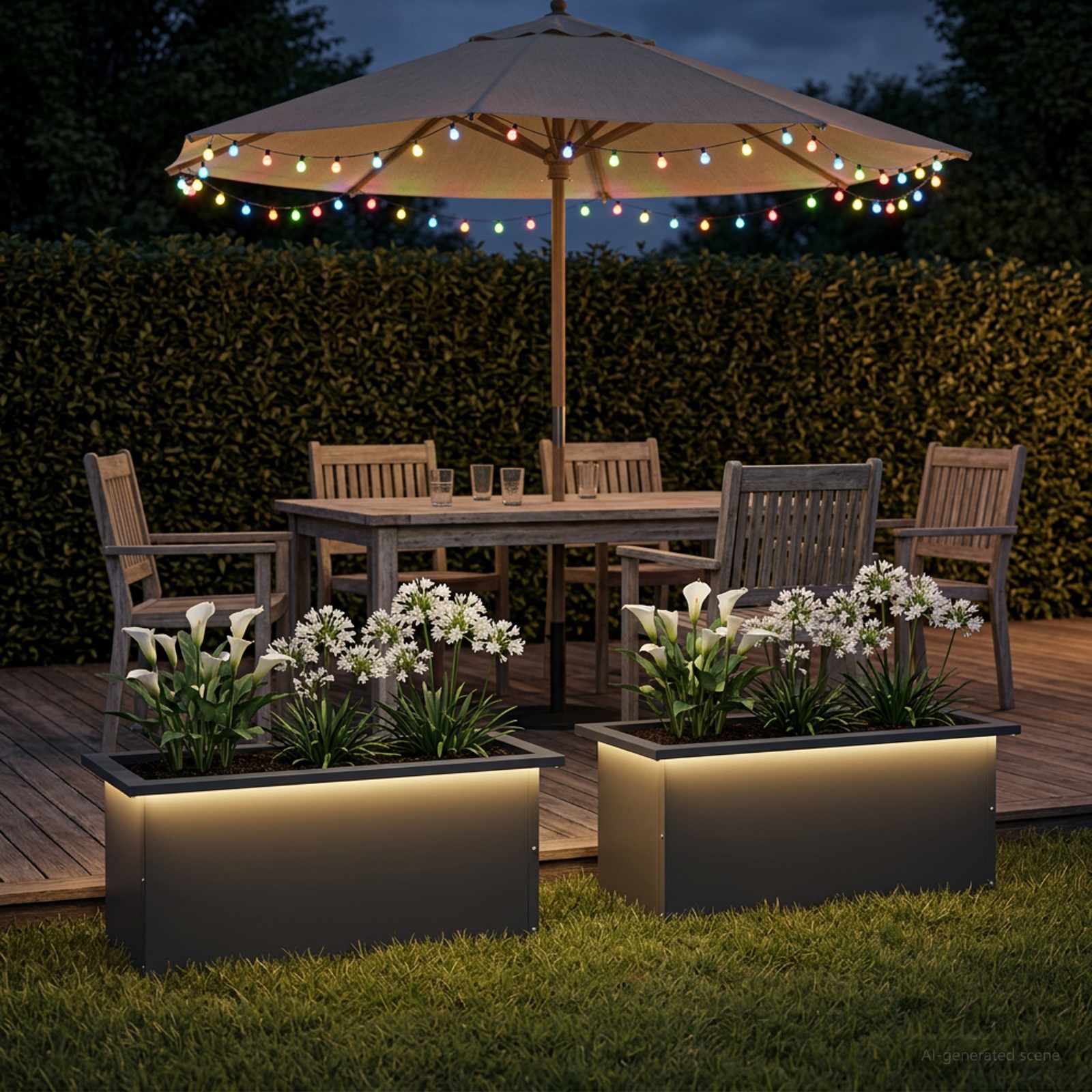 Plantenbak met led 2 st Antraciet 30 x 60 x 30 cm Staal image 1