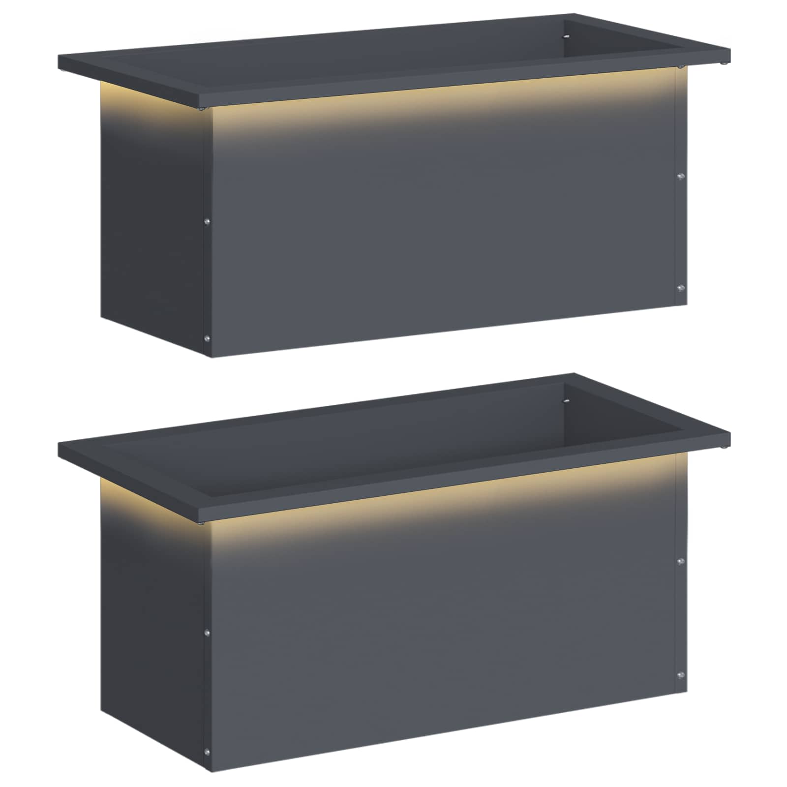 Plantenbak met led 2 st Antraciet 30 x 60 x 30 cm Staal image 2