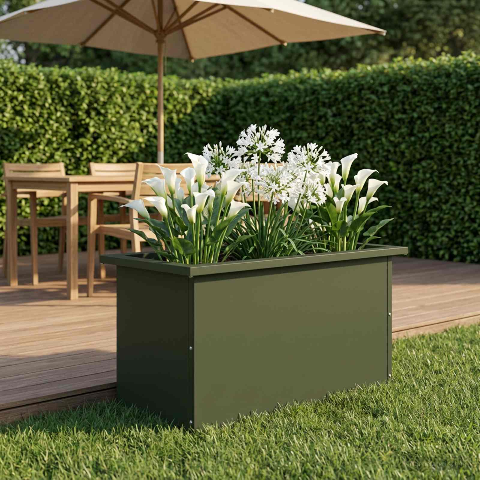 Plantenbak met led Olijfgroen 30 x 60 x 30 cm Staal image 3