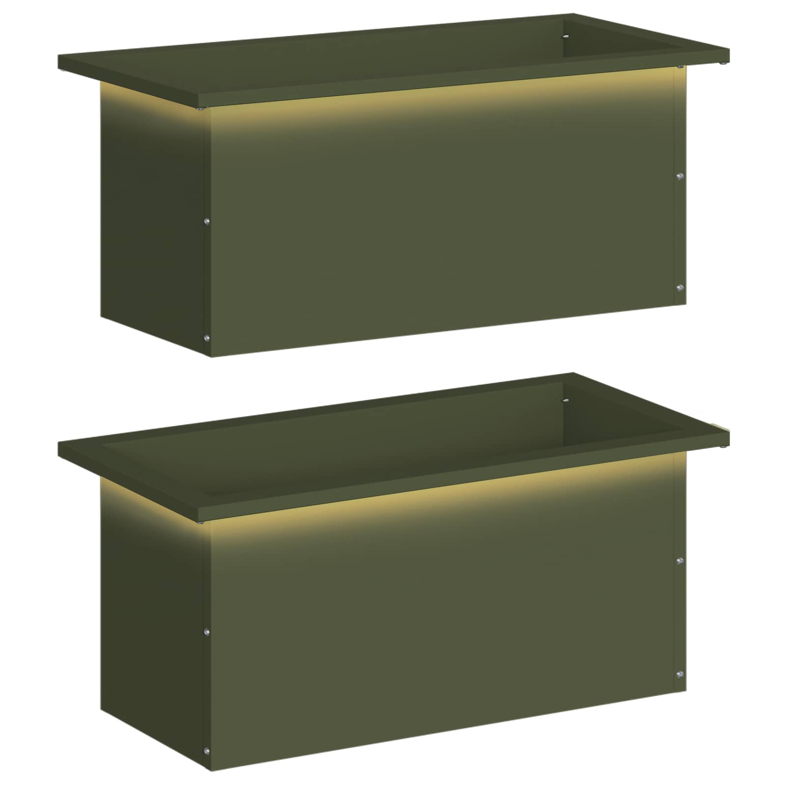 Plantenbak met led 2 st Olijfgroen 30 x 60 x 30 cm Staal image 2