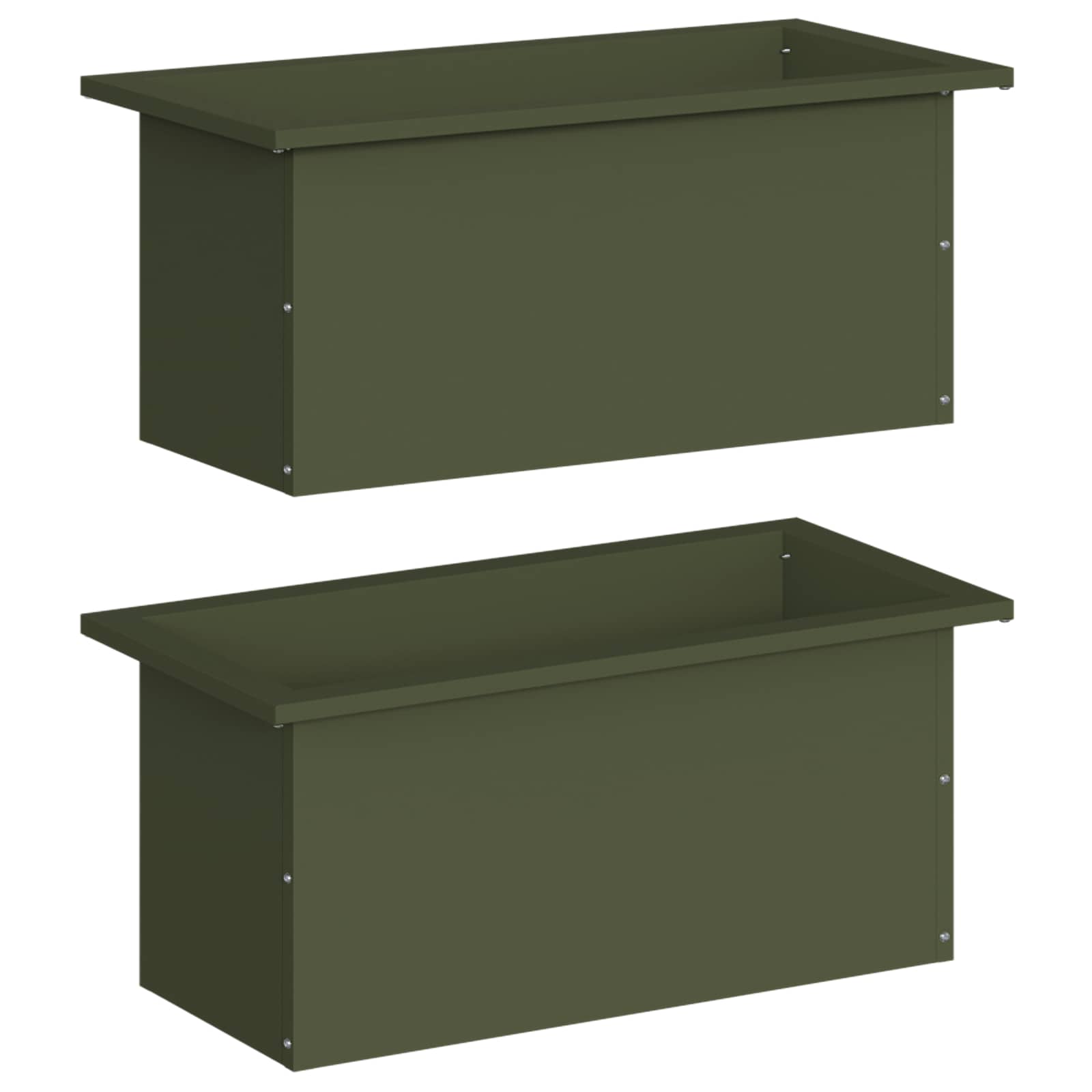 Plantenbak met led 2 st Olijfgroen 30 x 60 x 30 cm Staal image 4