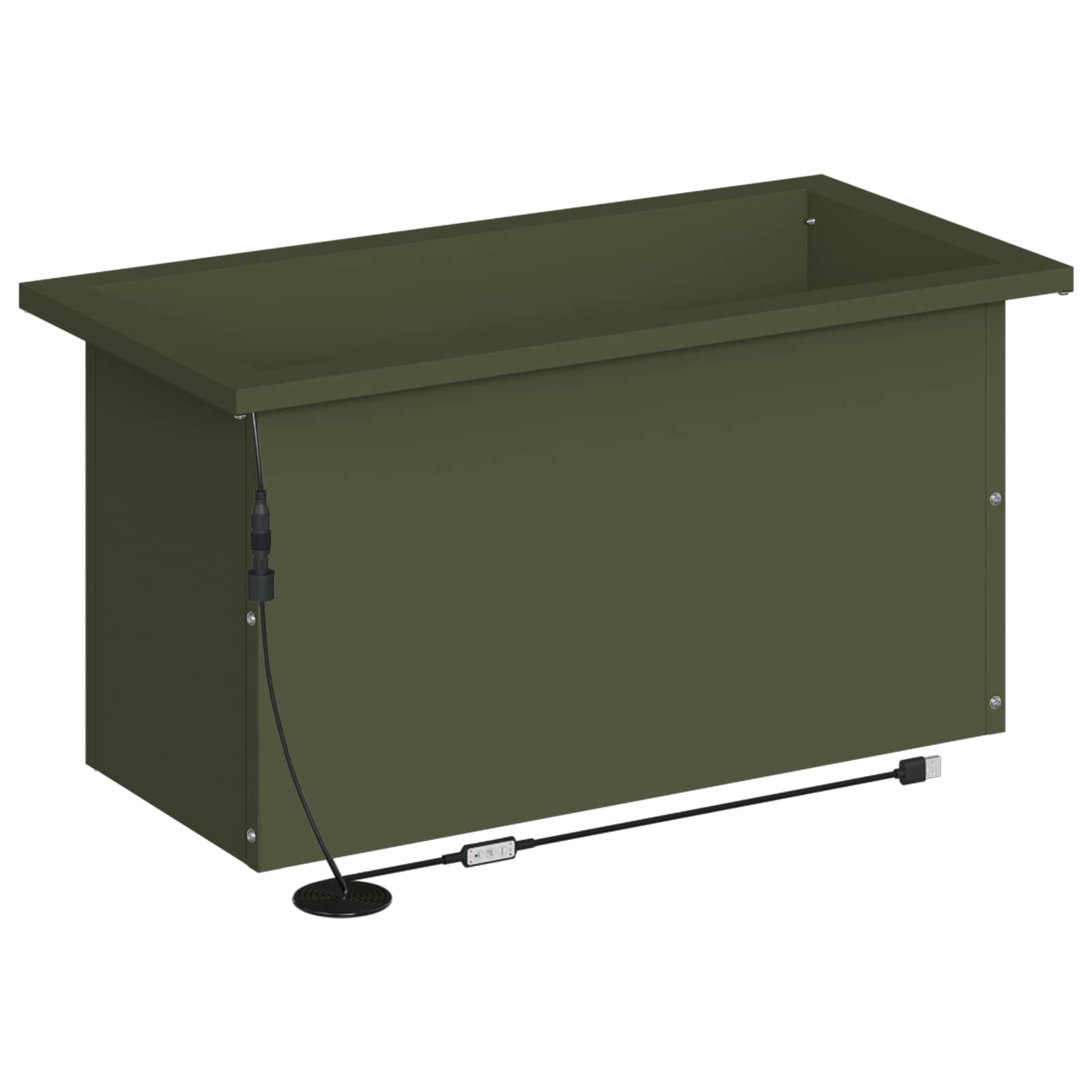 Plantenbak met led 2 st Olijfgroen 30 x 60 x 30 cm Staal image 7