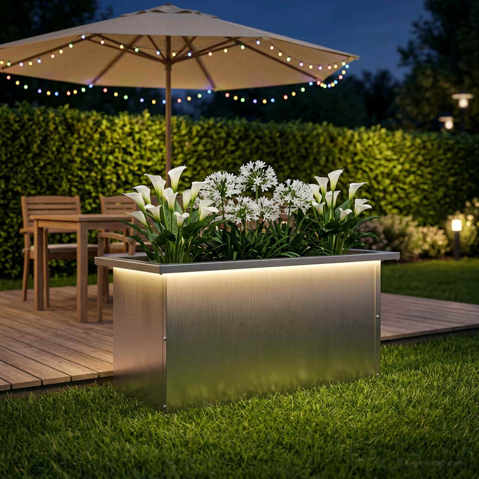 Plantenbak met led zilver 30 x 60 x 30 cm Roestvrij staal image 1