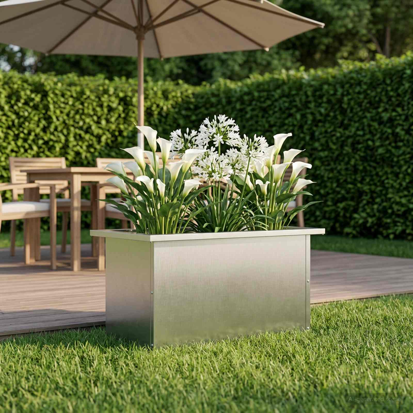 Plantenbak met led zilver 30 x 60 x 30 cm Roestvrij staal image 3