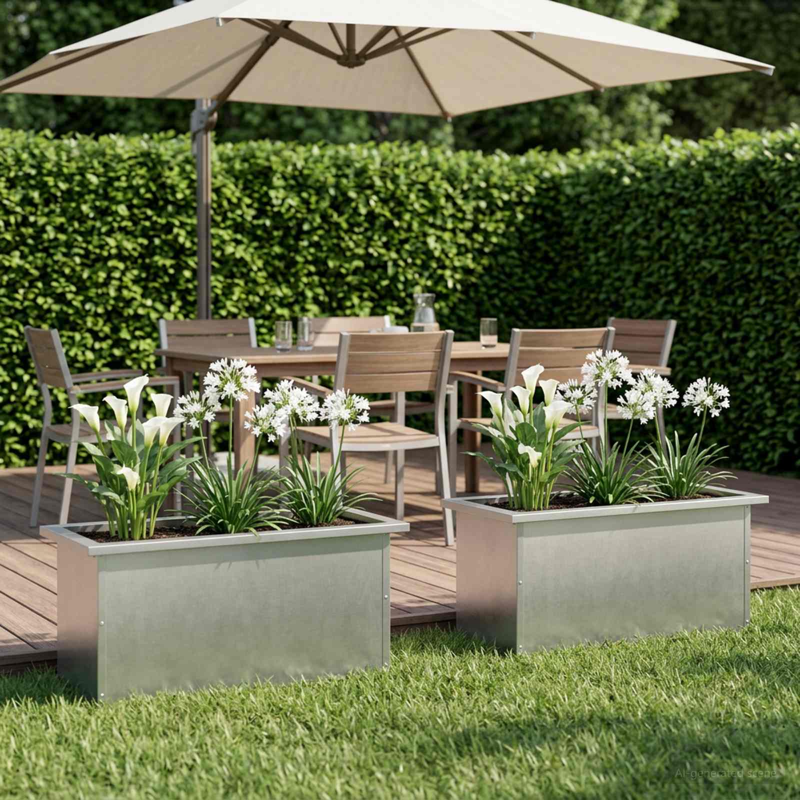 Plantenbak met led 2 st zilver 30 x 60 x 30 cm Roestvrij staal image 3