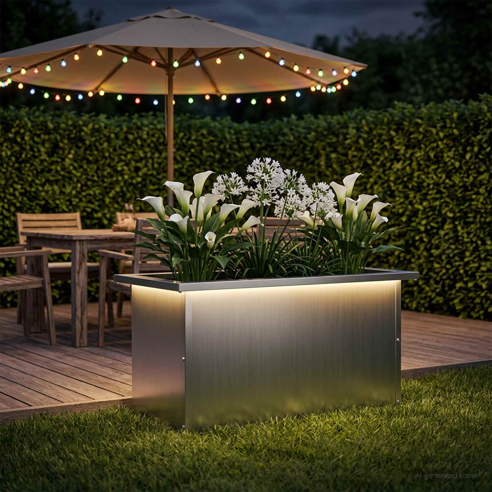 Plantenbak met led zilver 30 x 60 x 30 cm Gegalvaniseerd staal image 1