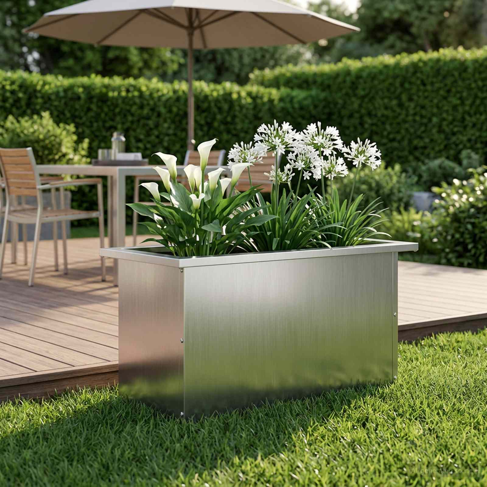 Plantenbak met led zilver 30 x 60 x 30 cm Gegalvaniseerd staal image 3