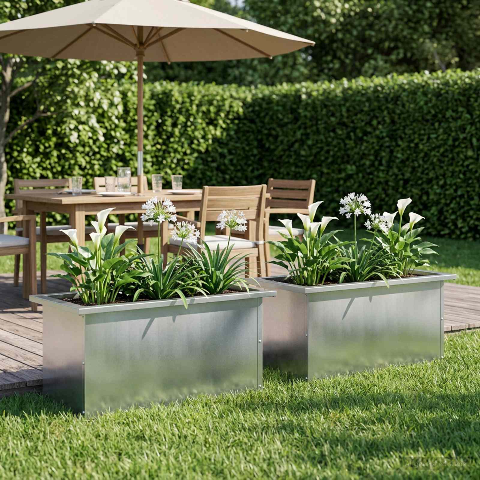Plantenbak met led 2 st zilver 30 x 60 x 30 cm image 3