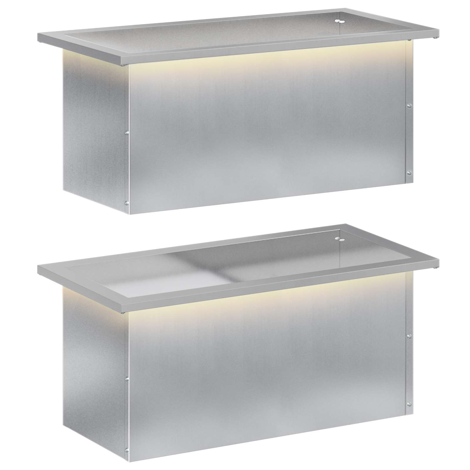 Plantenbak met led 2 st zilver 30 x 60 x 30 cm image 2