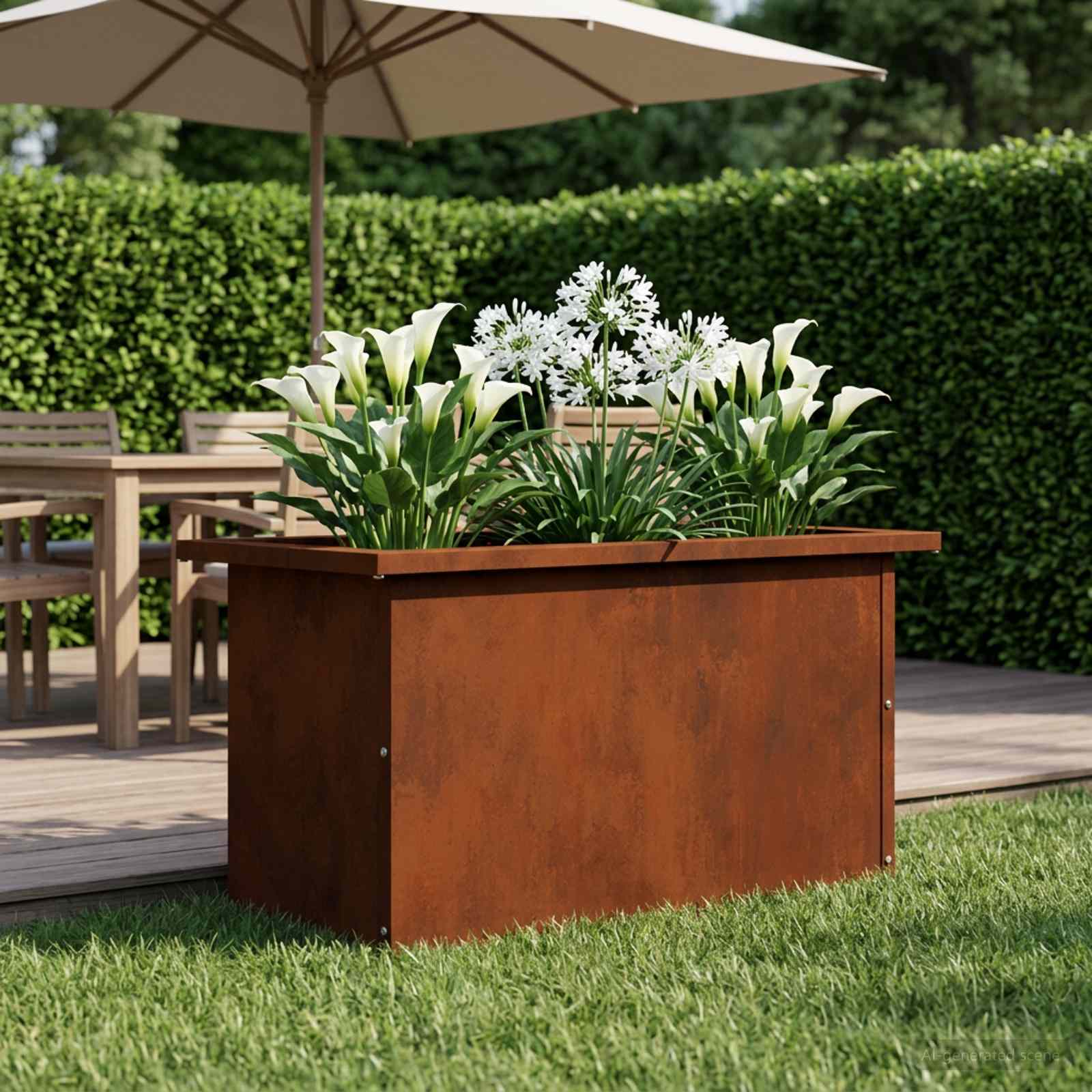 Plantenbak met led Roestkleurig 30 x 60 x 30 cm weervast staal image 3