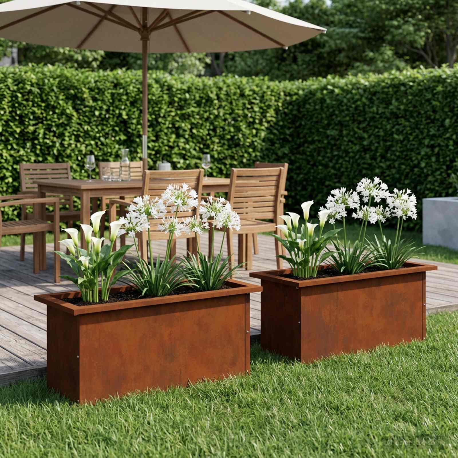 Plantenbak met led 2 st Roestkleurig 30 x 60 x 30 cm image 3