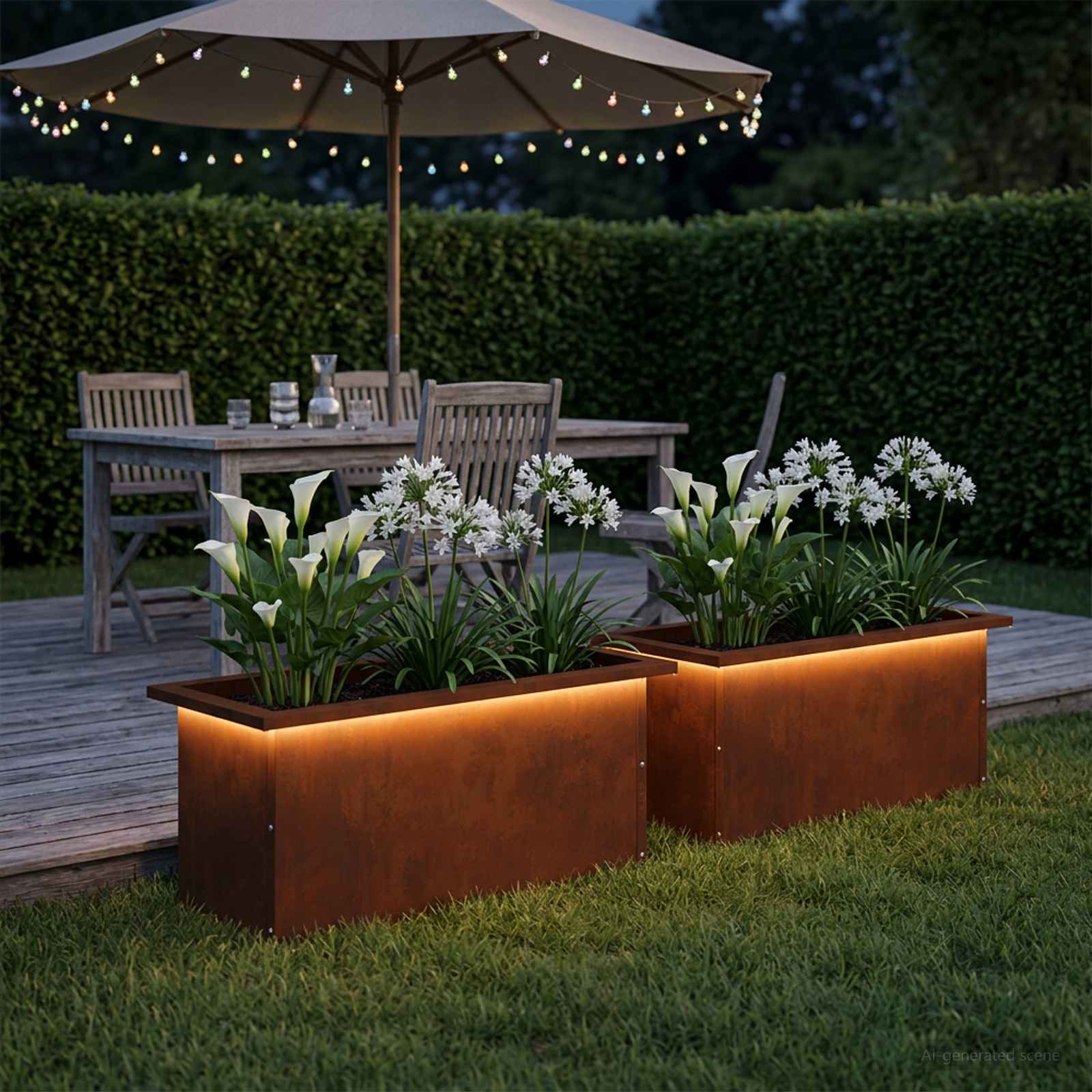 Plantenbak met led 2 st Roestkleurig 30 x 60 x 30 cm image 1