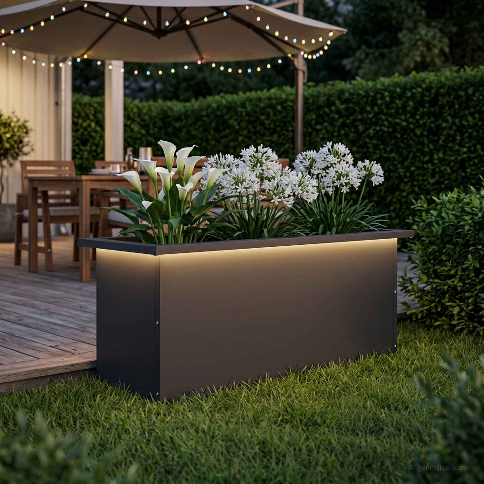 Plantenbak met led Zwart 30 x 80 x 30 cm Staal image 1
