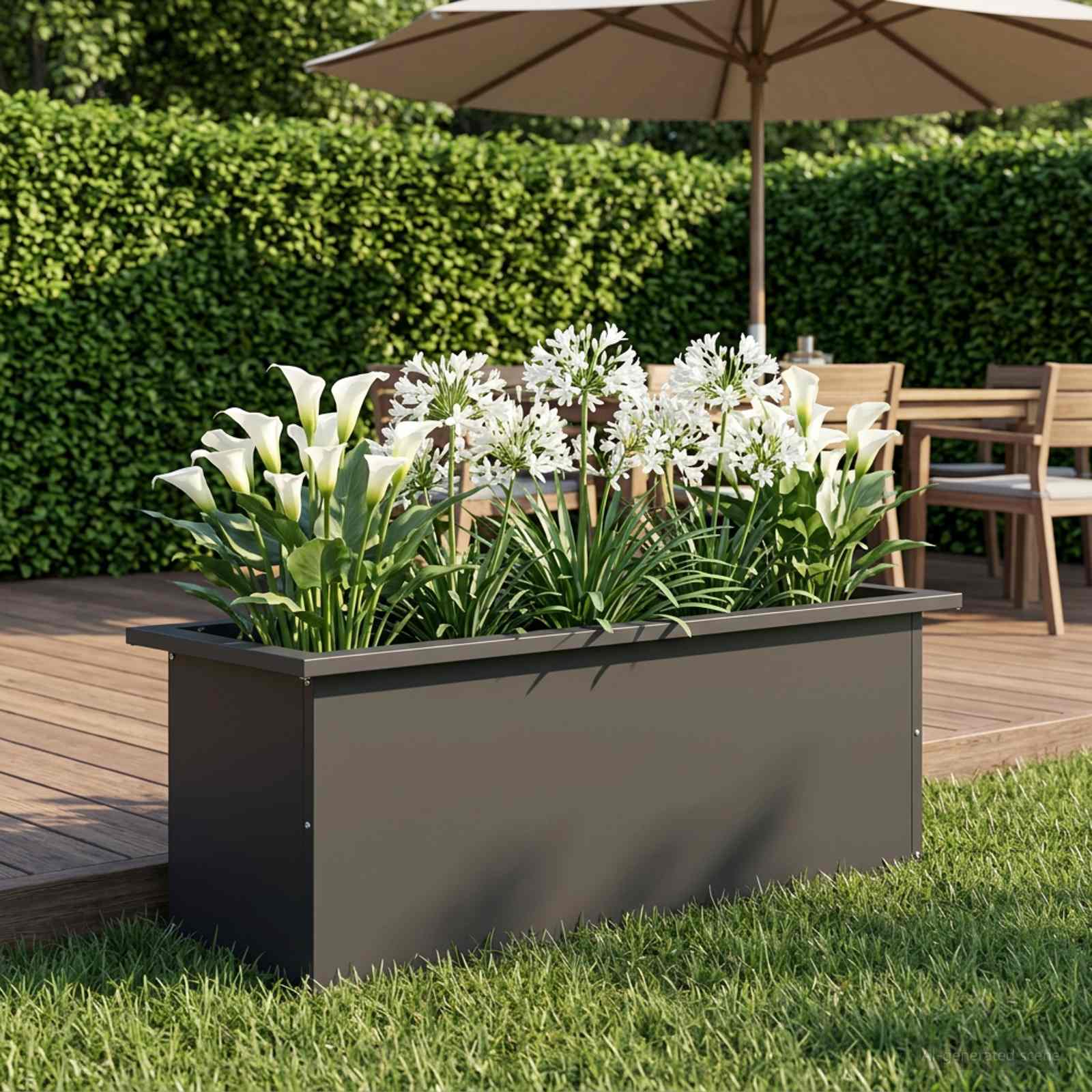 Plantenbak met led Zwart 30 x 80 x 30 cm Staal image 3