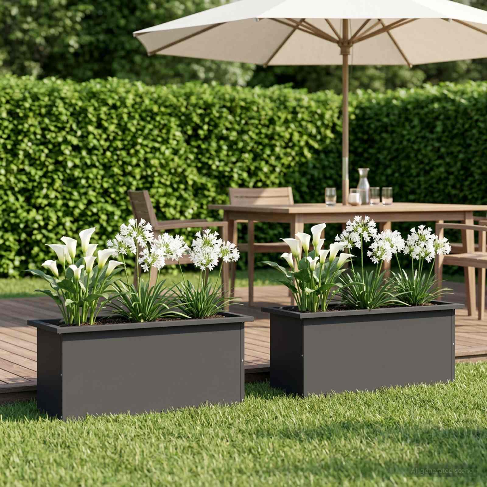 Plantenbak met led 2 st Zwart 30 x 80 x 30 cm Staal image 3