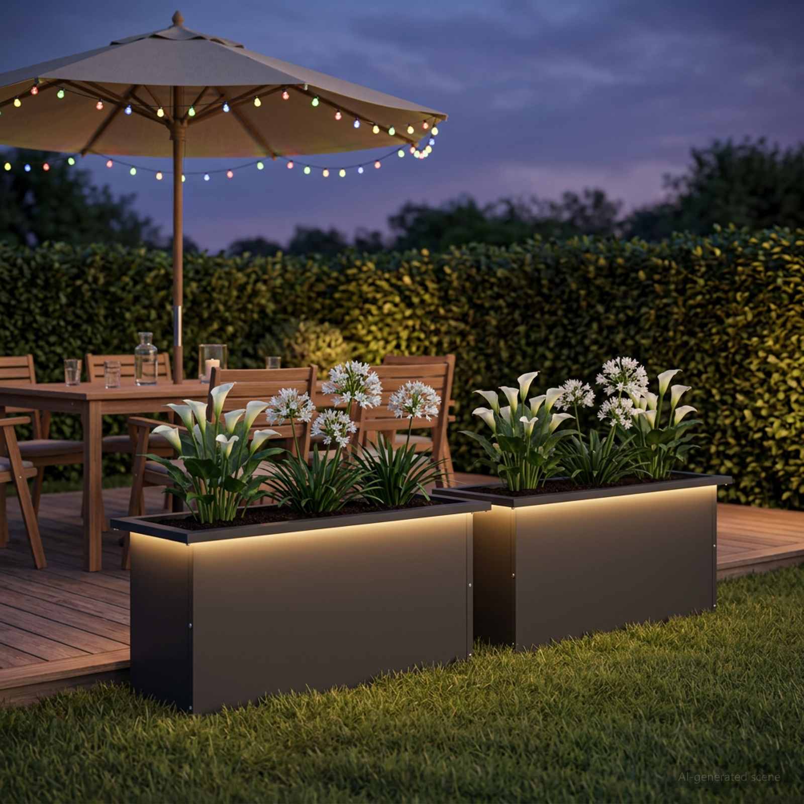 Plantenbak met led 2 st Zwart 30 x 80 x 30 cm Staal image 1