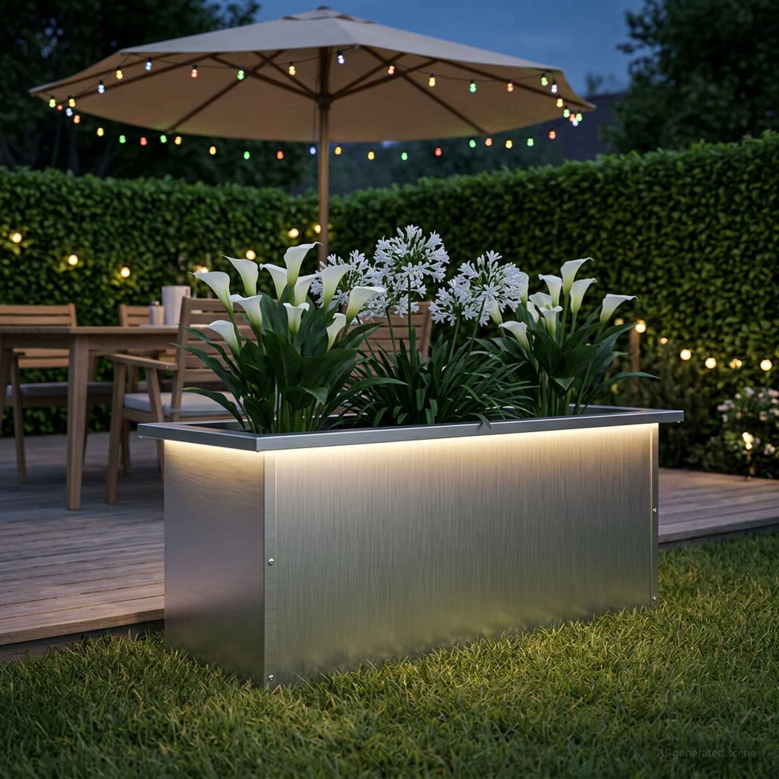 Plantenbak met led Wit 30 x 80 x 30 cm Staal image 1