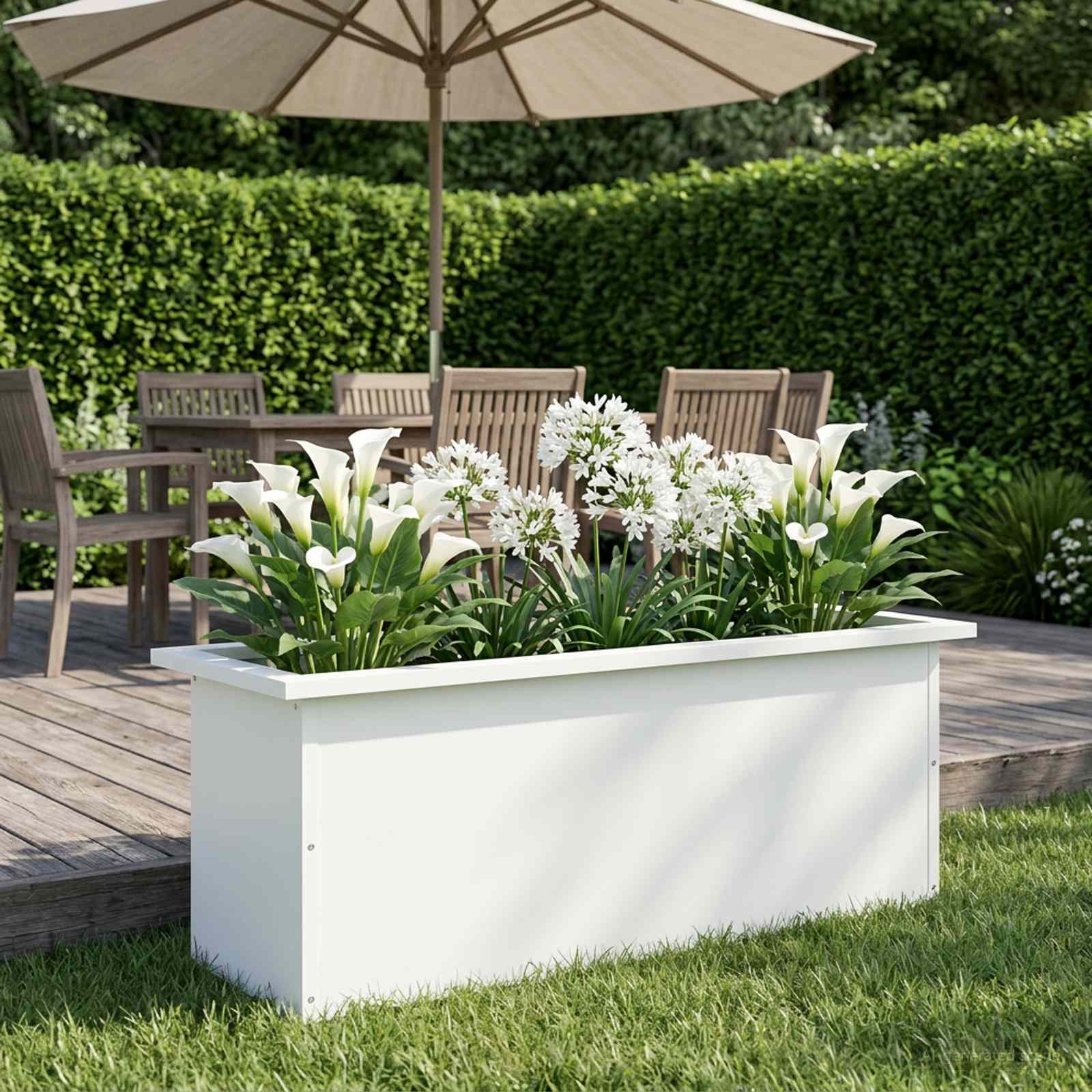 Plantenbak met led Wit 30 x 80 x 30 cm Staal image 3