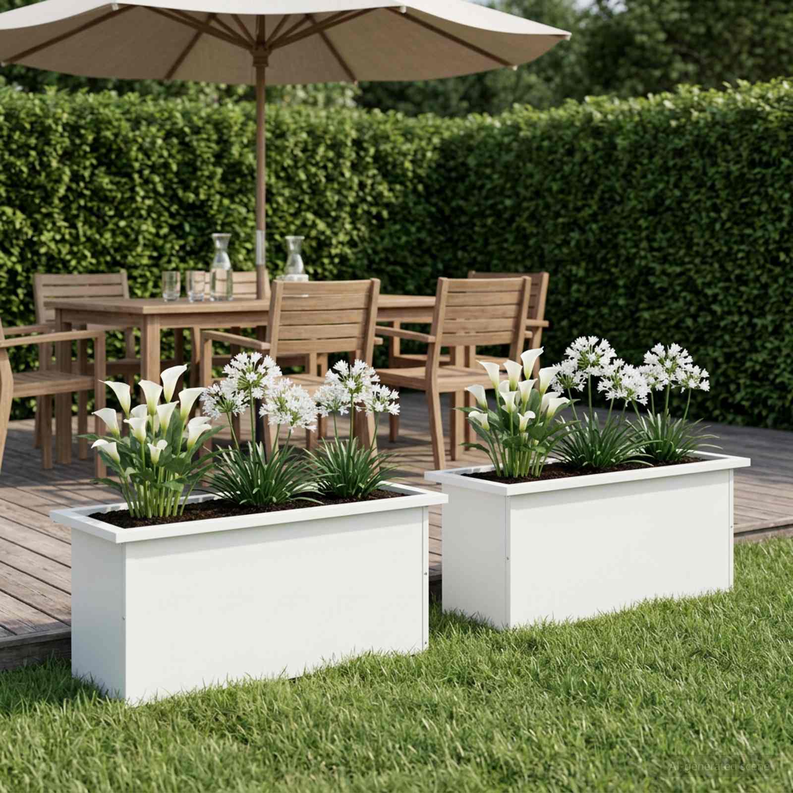 Plantenbak met led 2 st Wit 30 x 80 x 30 cm Staal image 1