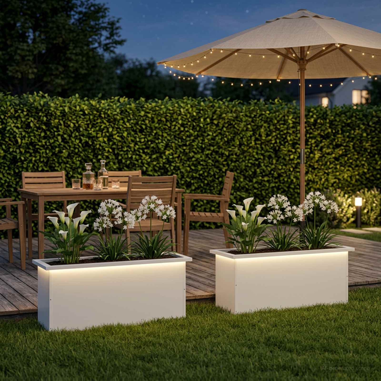 Plantenbak met led 2 st Wit 30 x 80 x 30 cm Staal image 3