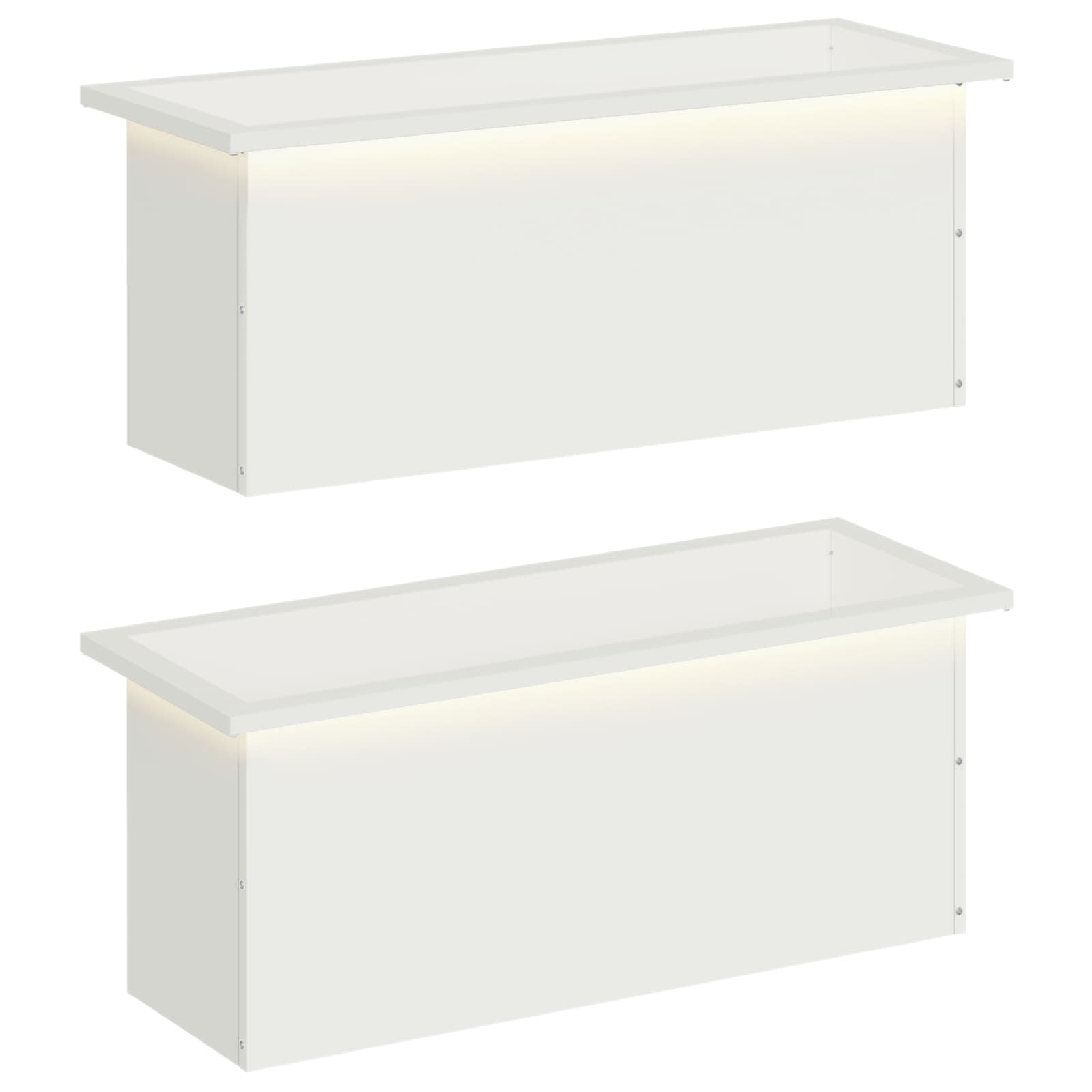 Plantenbak met led 2 st Wit 30 x 80 x 30 cm Staal image 2