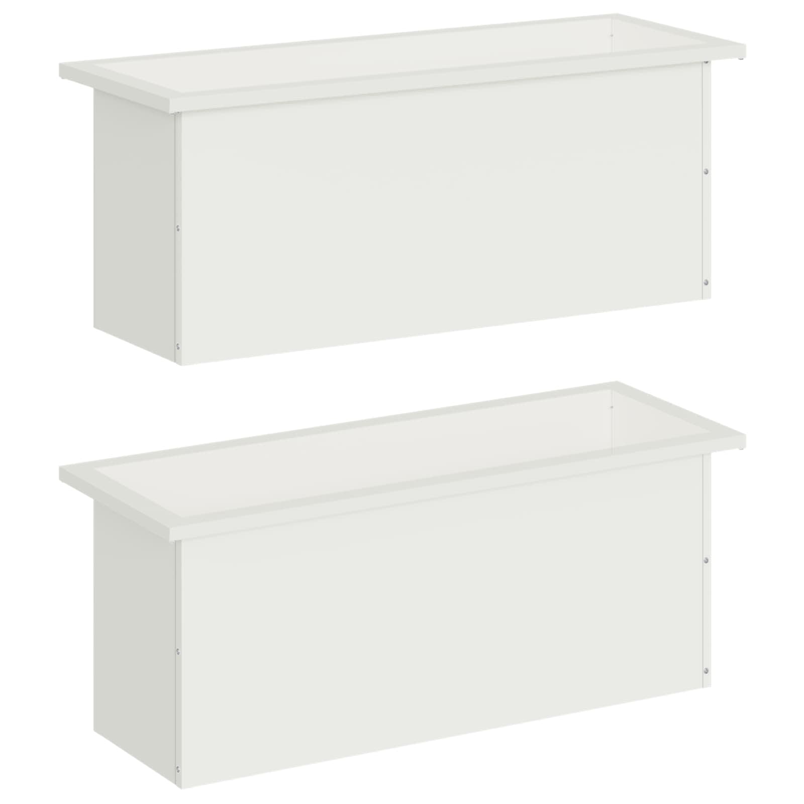 Plantenbak met led 2 st Wit 30 x 80 x 30 cm Staal image 4