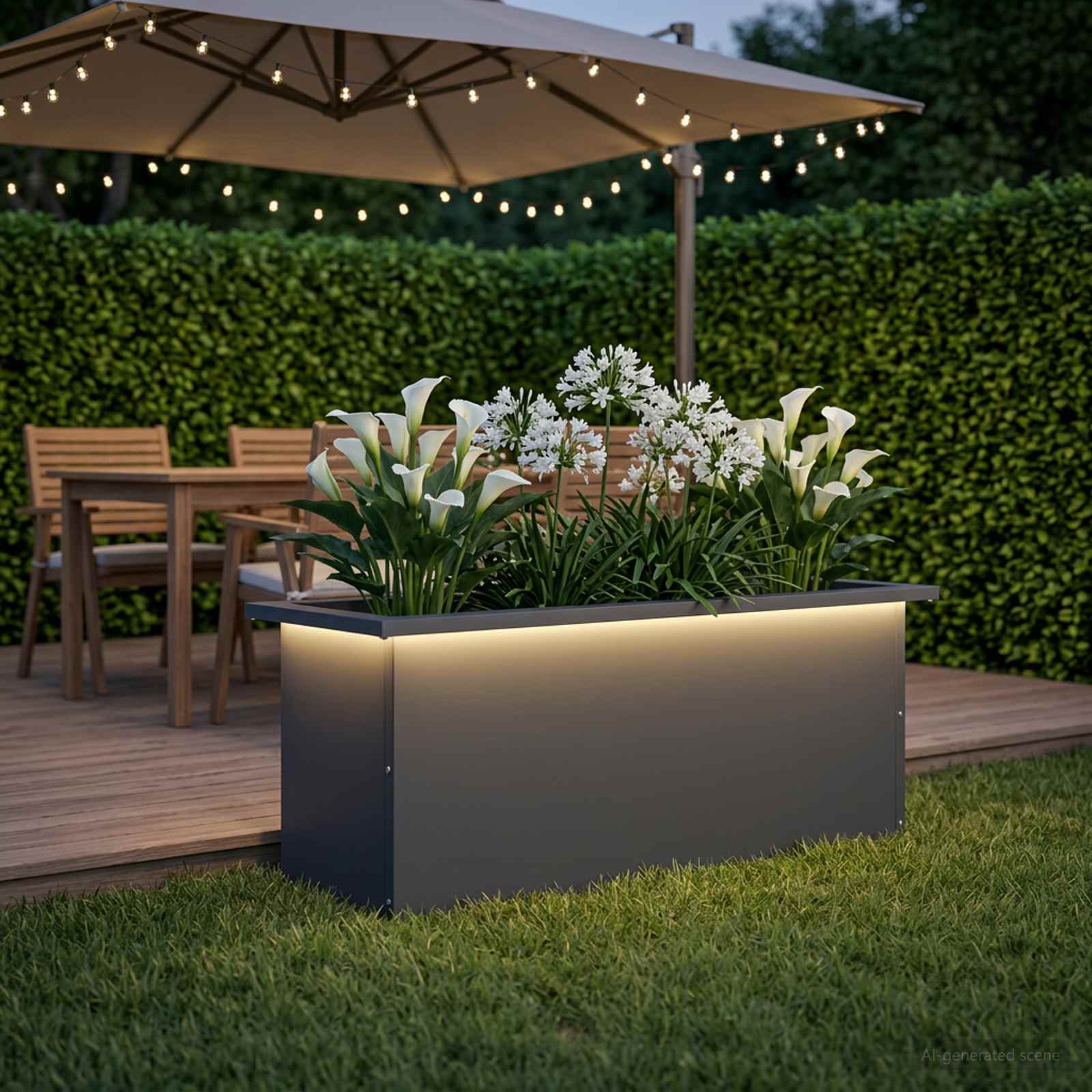 Plantenbak met led Antraciet 30 x 80 x 30 cm Staal image 4