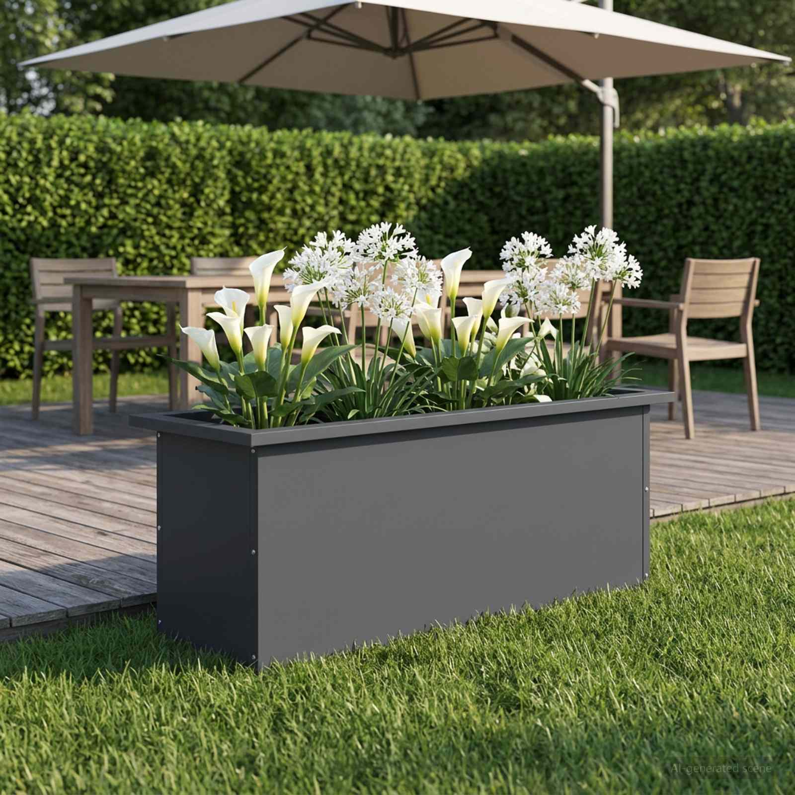 Plantenbak met led Antraciet 30 x 80 x 30 cm Staal image 3