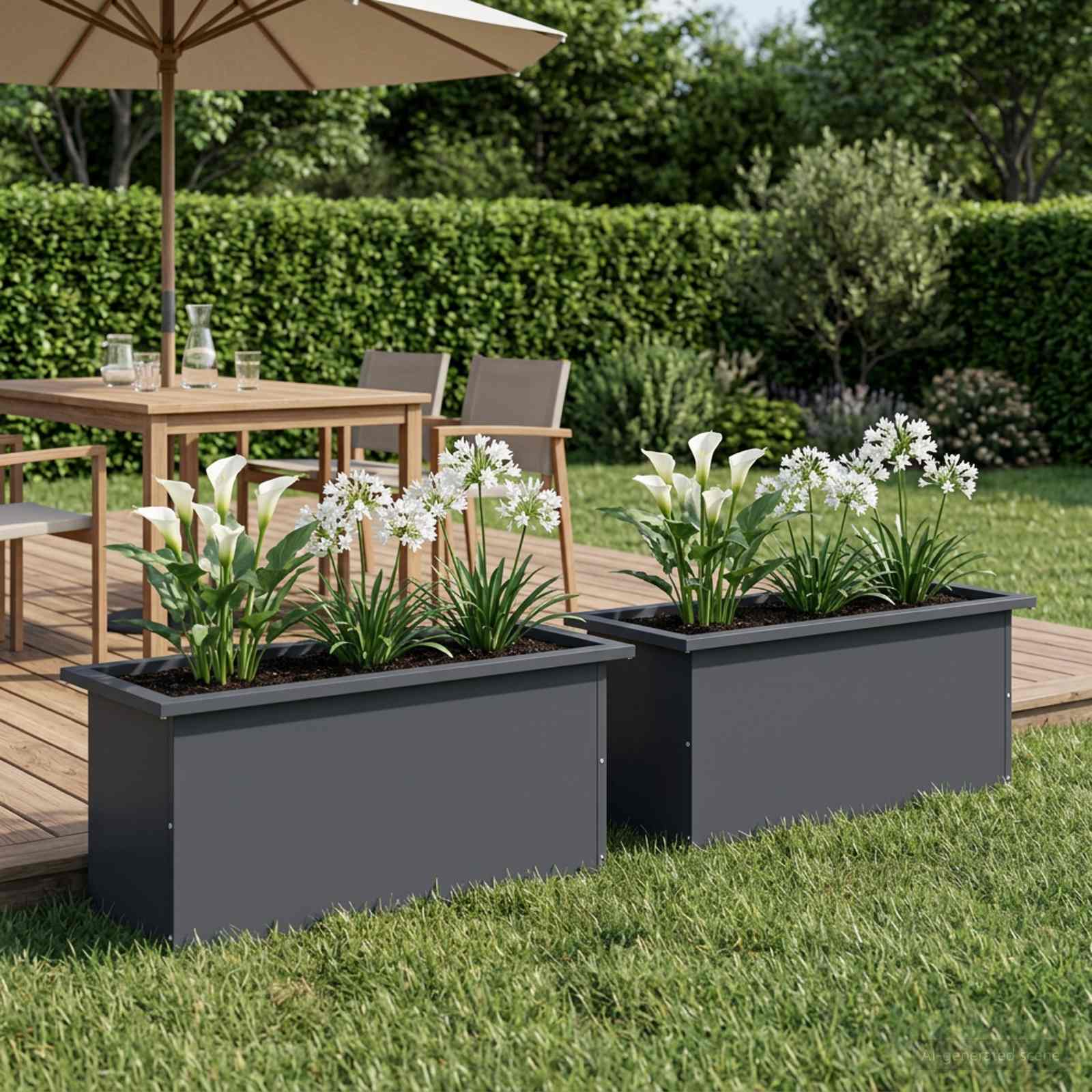 Plantenbak met led 2 st Antraciet 30 x 80 x 30 cm Staal image 3
