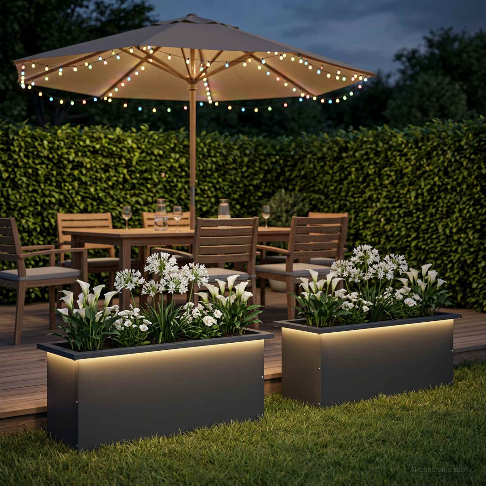 Plantenbak met led 2 st Antraciet 30 x 80 x 30 cm Staal image 1