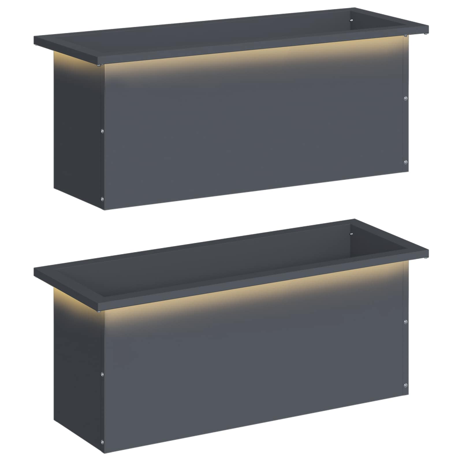 Plantenbak met led 2 st Antraciet 30 x 80 x 30 cm Staal image 2