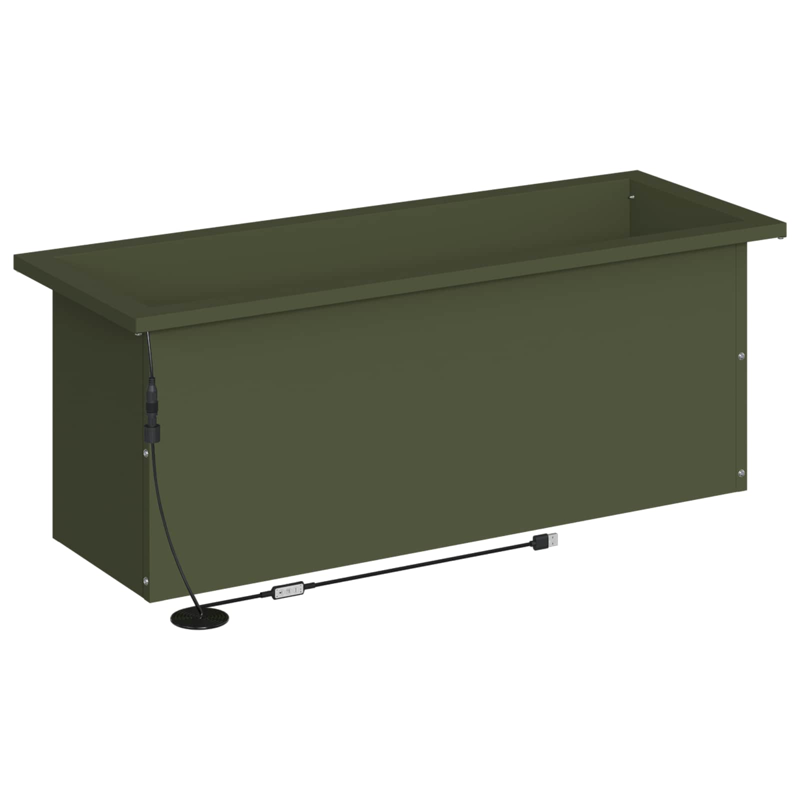 Plantenbak met led Olijfgroen 30 x 80 x 30 cm Staal image 7