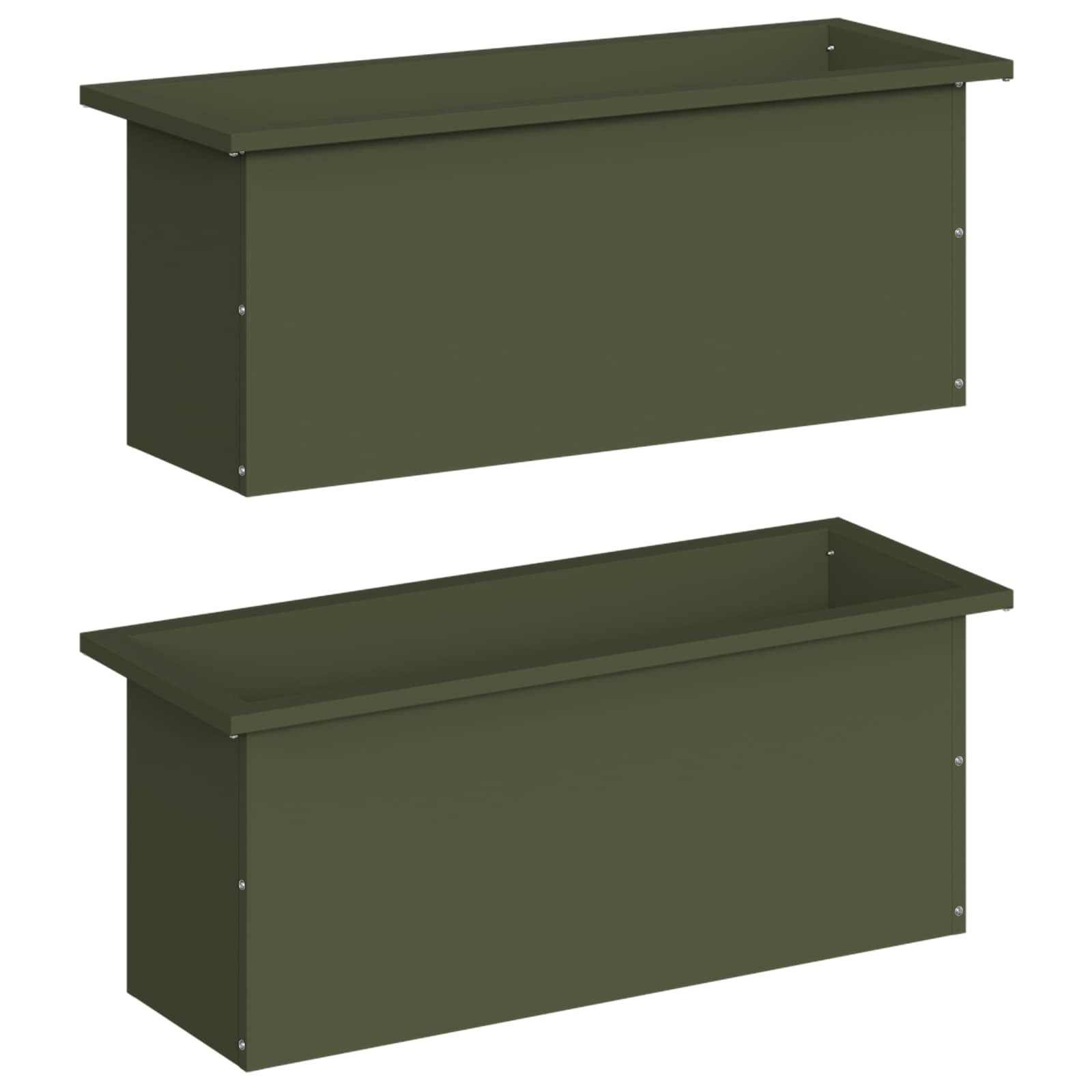 Plantenbak met led 2 st Olijfgroen 30 x 80 x 30 cm Staal image 4