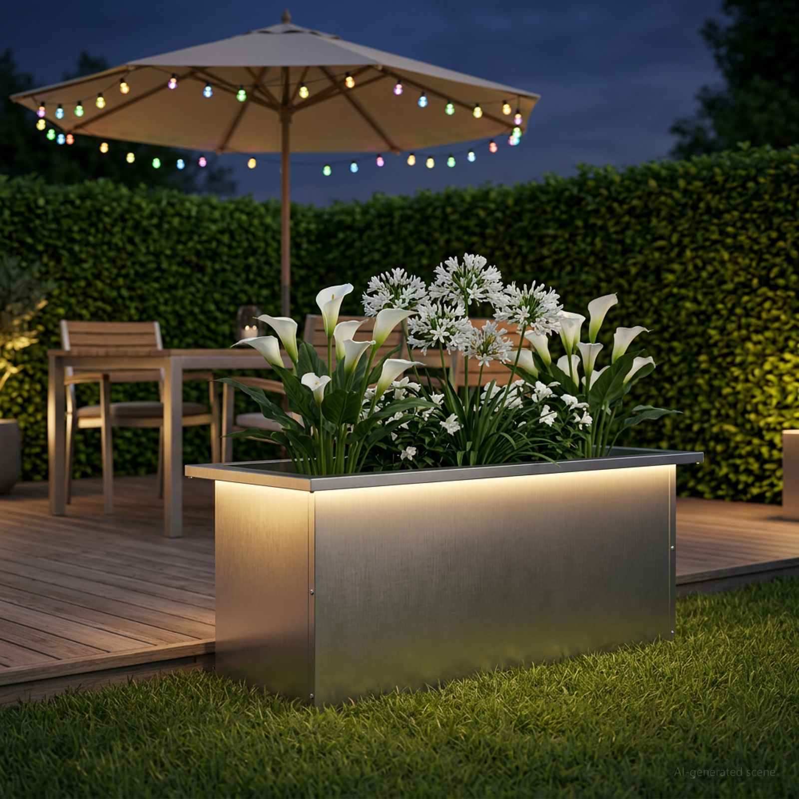 Plantenbak met led zilver 30 x 80 x 30 cm Roestvrij staal image 1