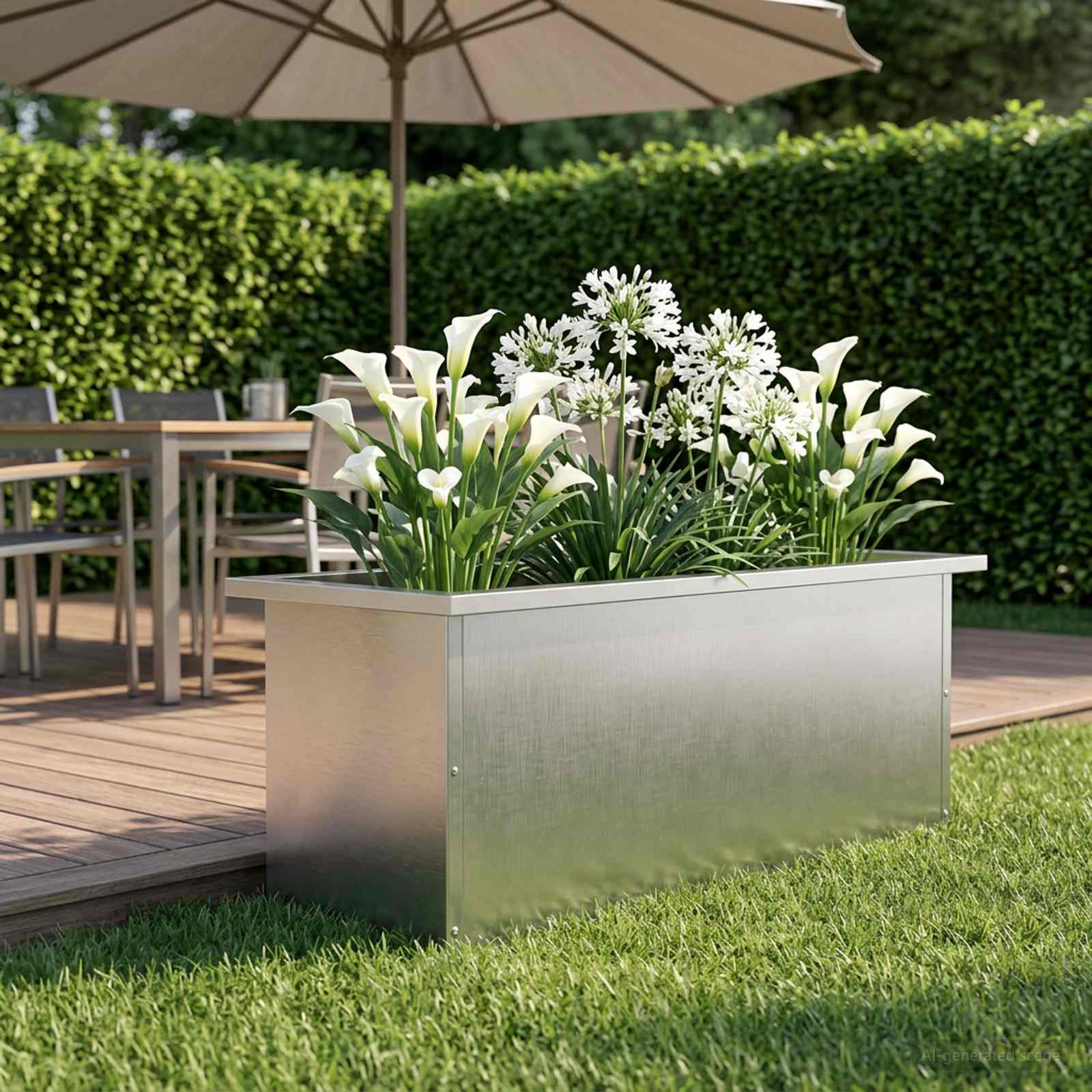 Plantenbak met led zilver 30 x 80 x 30 cm Roestvrij staal image 3