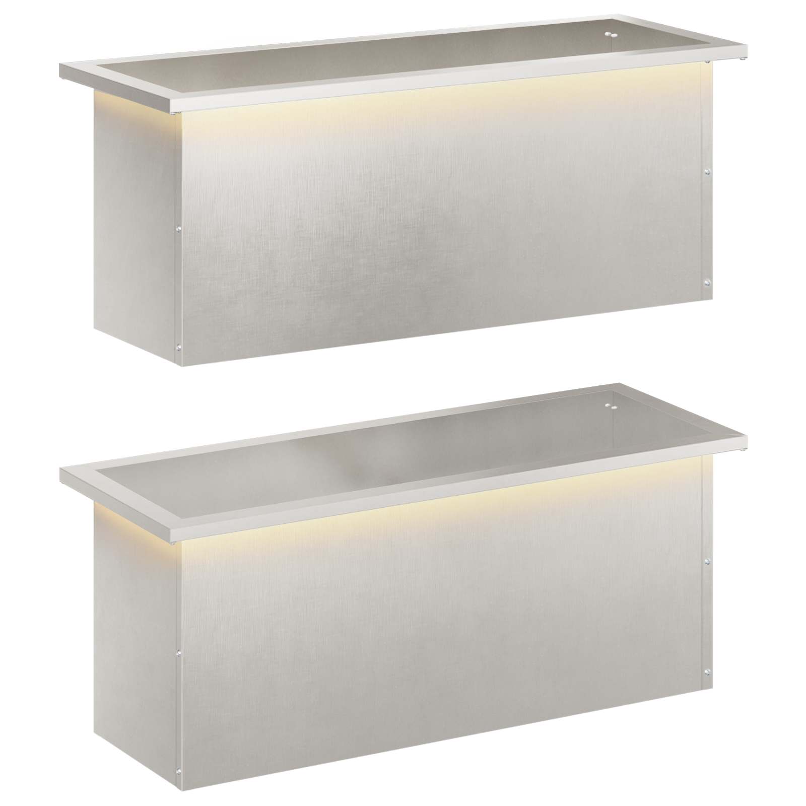 Plantenbak met led 2 st zilver 30 x 80 x 30 cm Roestvrij staal image 2