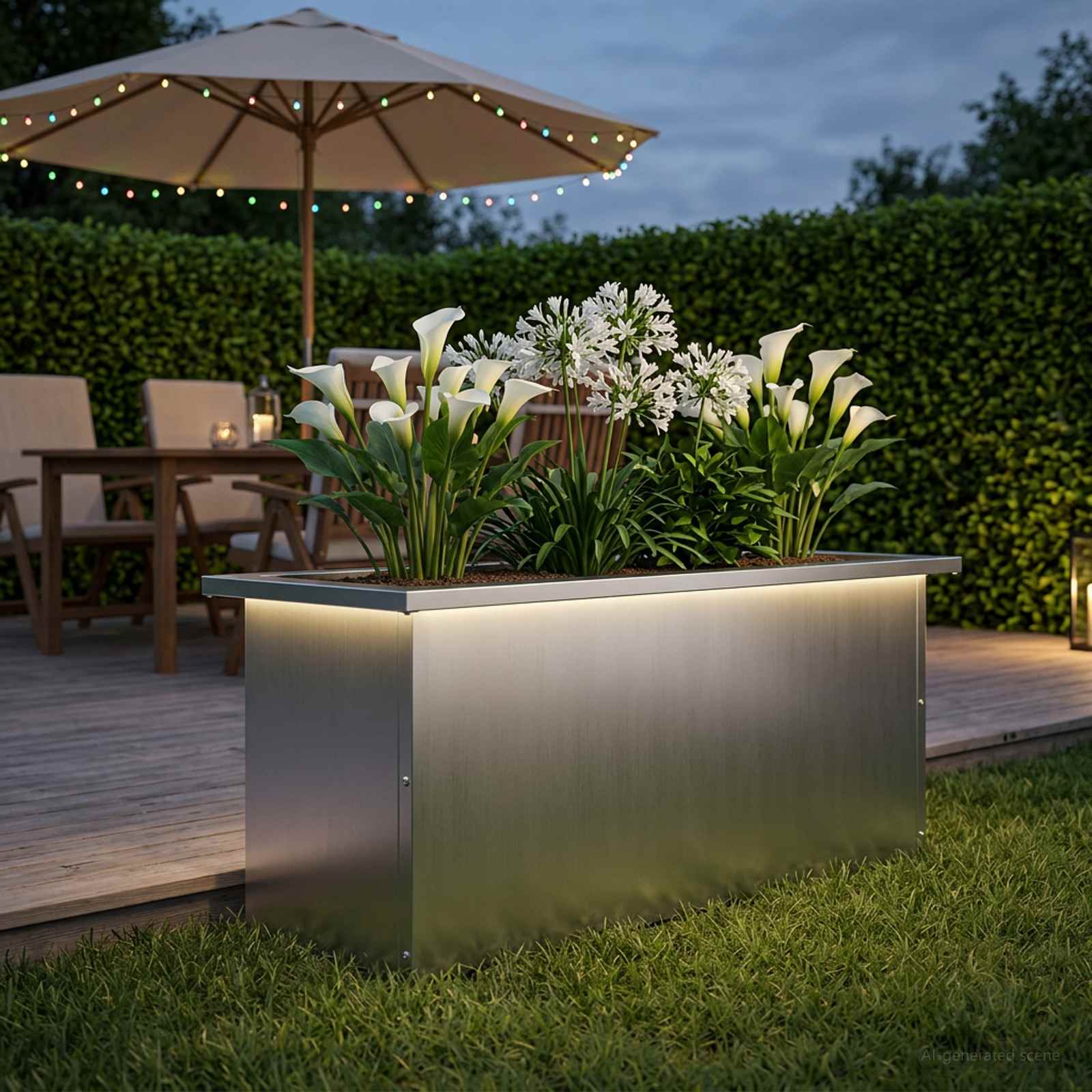 vidaXL Plantekasse med LED Sølv 30 x 80 x 30 cm Galvaniseret stål