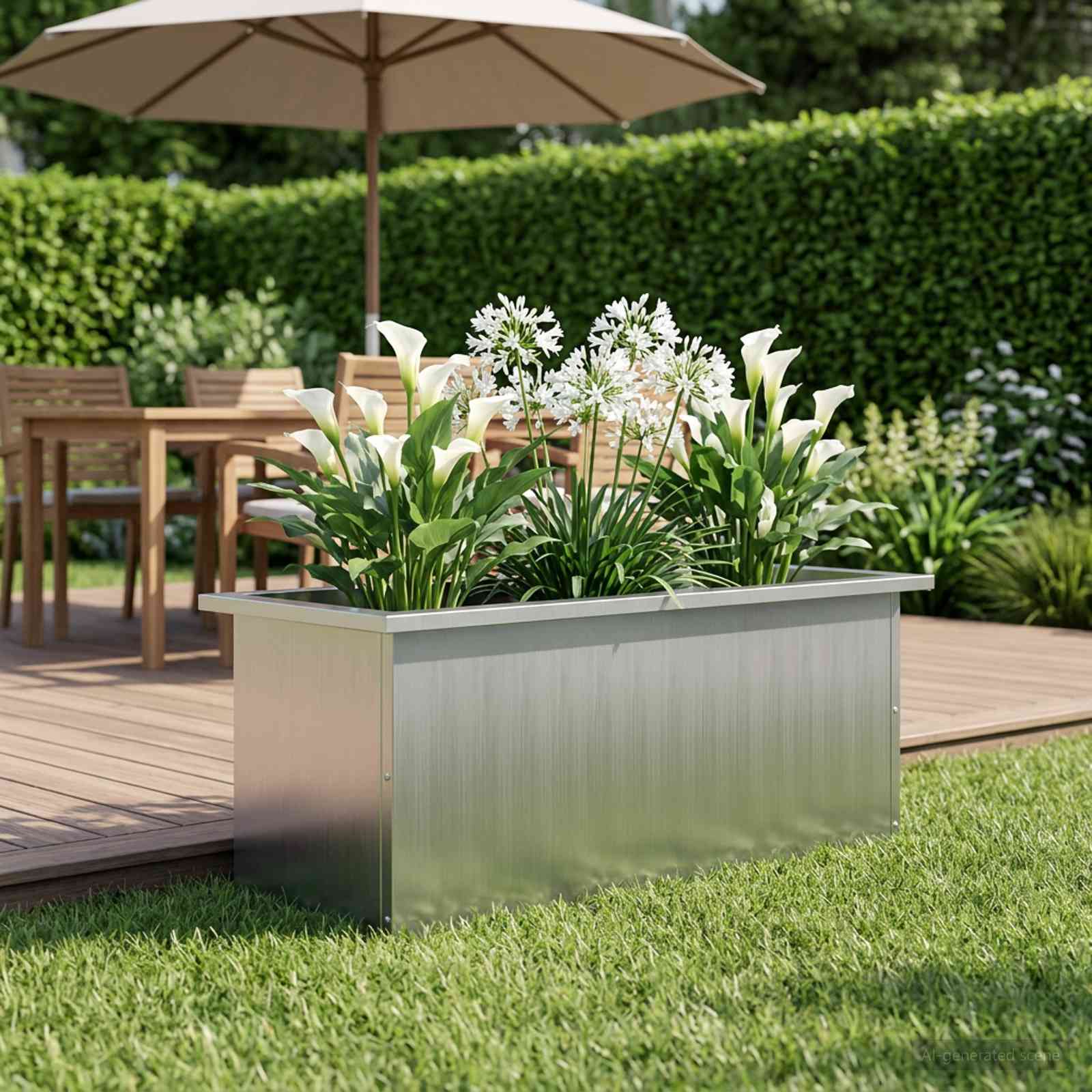 Plantenbak met led zilver 30 x 80 x 30 cm Gegalvaniseerd staal image 3