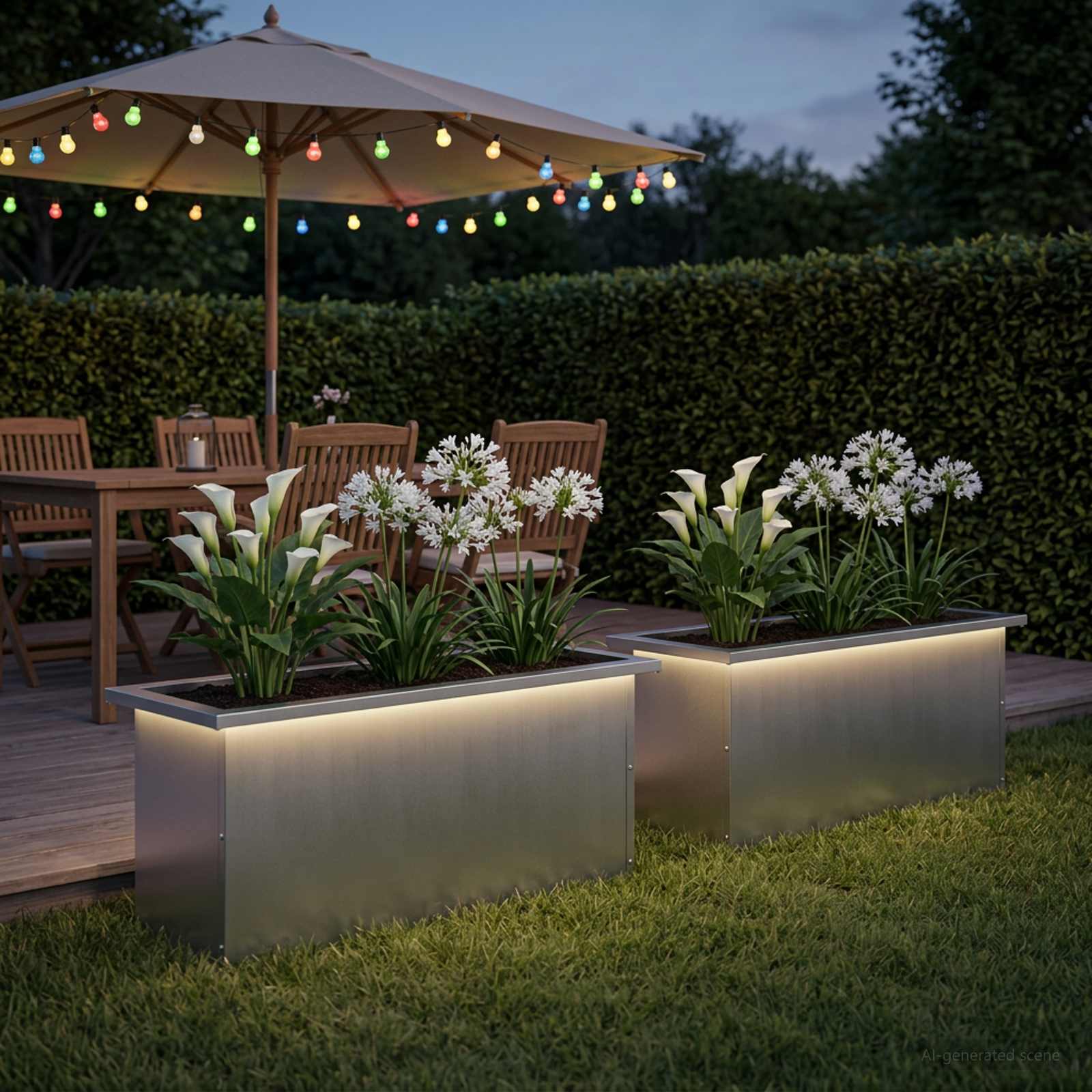 Plantenbak met led 2 st zilver 30 x 80 x 30 cm image 3