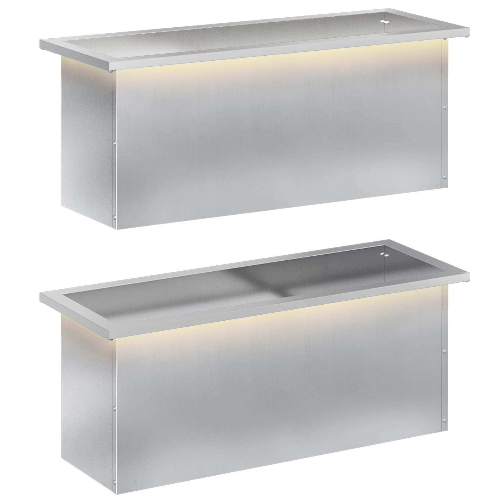 Plantenbak met led 2 st zilver 30 x 80 x 30 cm image 2