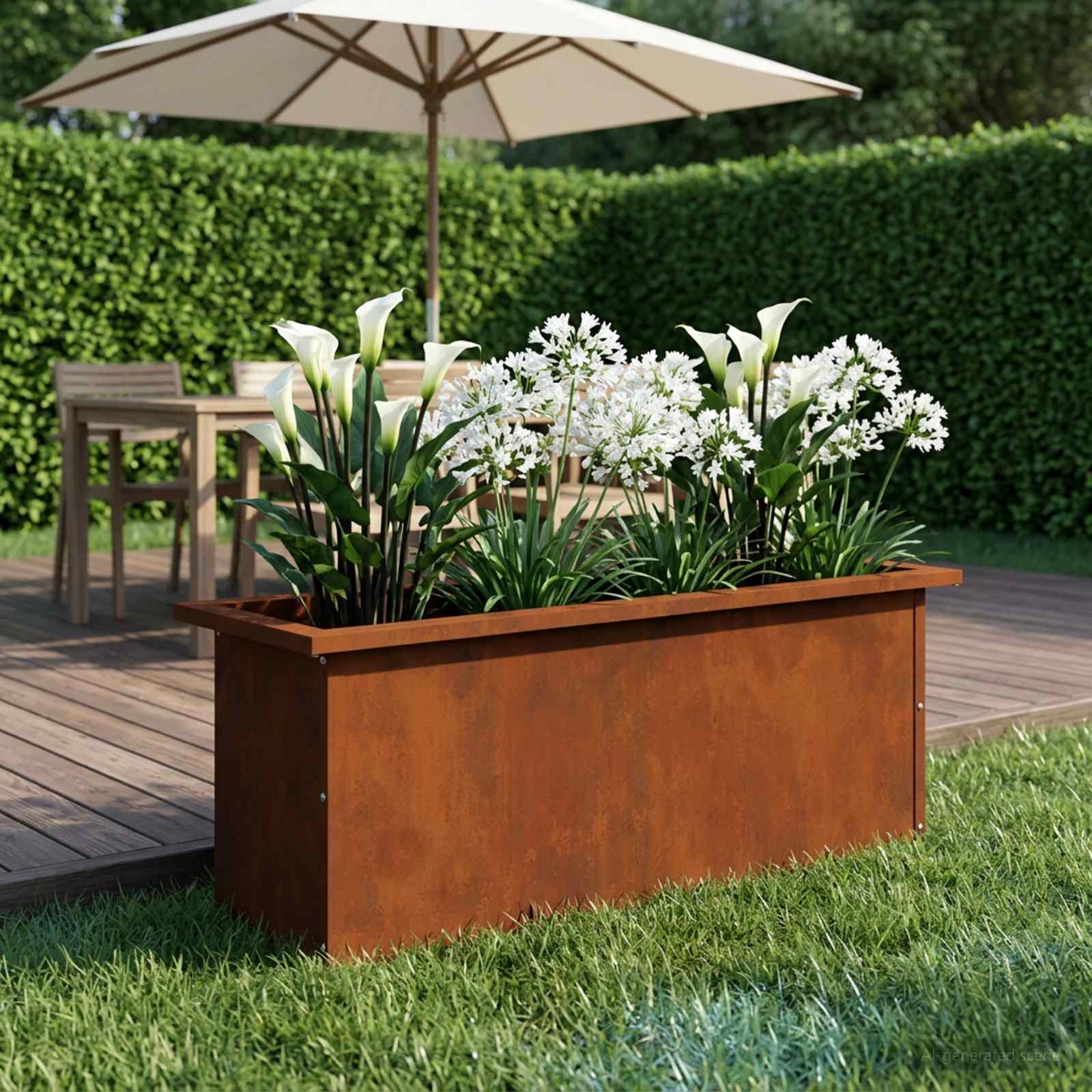Plantenbak met led Roestkleurig 30 x 80 x 30 cm weervast staal image 3
