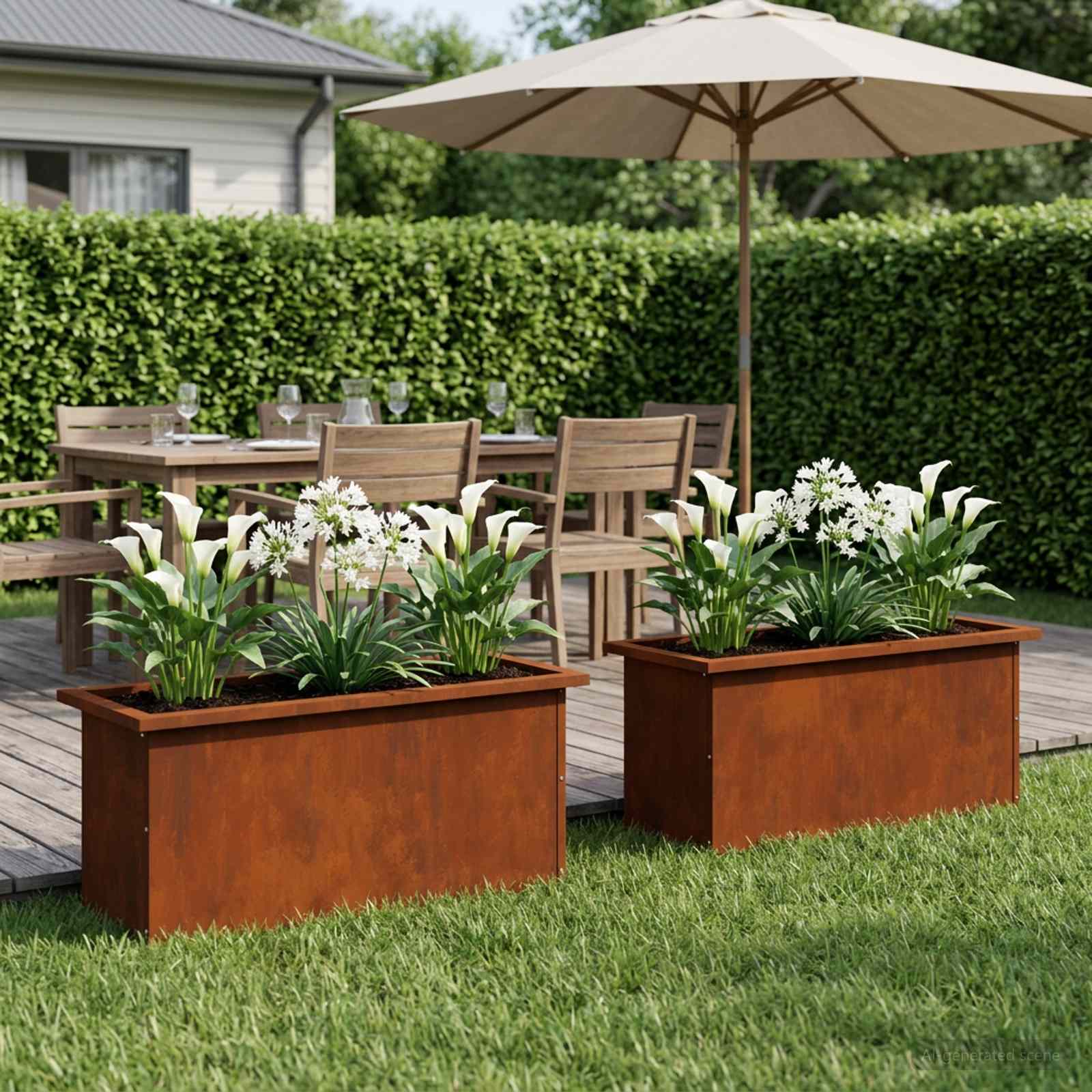 Plantenbak met led 2 st Roestkleurig 30 x 80 x 30 cm image 1