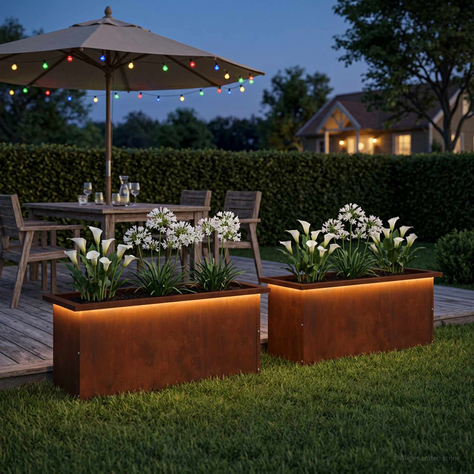 Plantenbak met led 2 st Roestkleurig 30 x 80 x 30 cm image 3