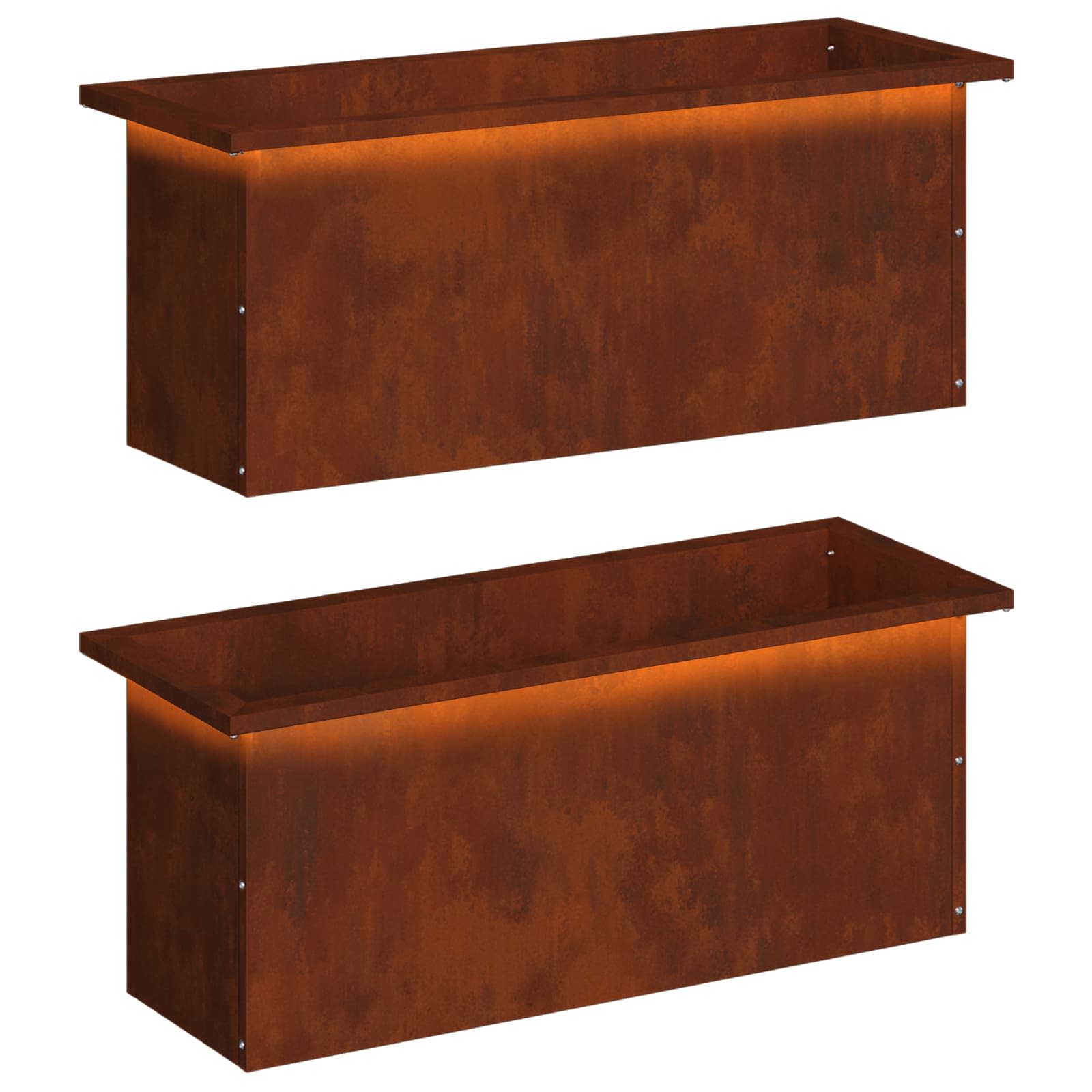 Plantenbak met led 2 st Roestkleurig 30 x 80 x 30 cm image 2