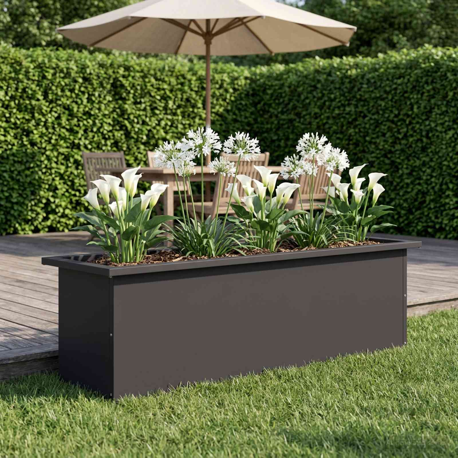 Plantenbak met led Zwart 30 x 100 x 30 cm Staal image 3