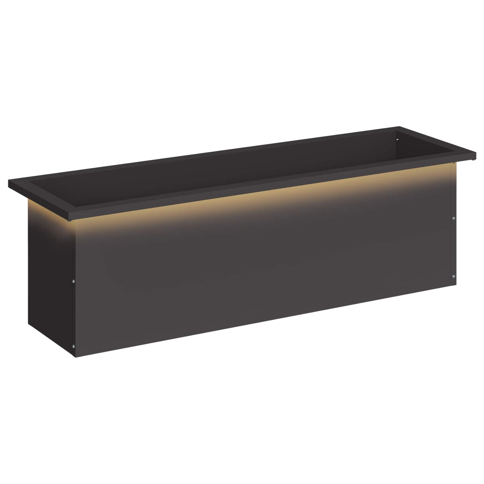 Plantenbak met led Zwart 30 x 100 x 30 cm Staal image 2