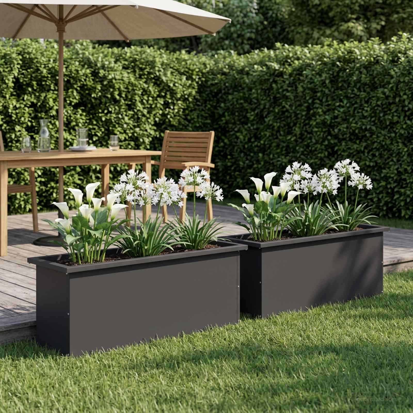 Plantenbak met led 2 st Zwart 30 x 100 x 30 cm Staal image 3
