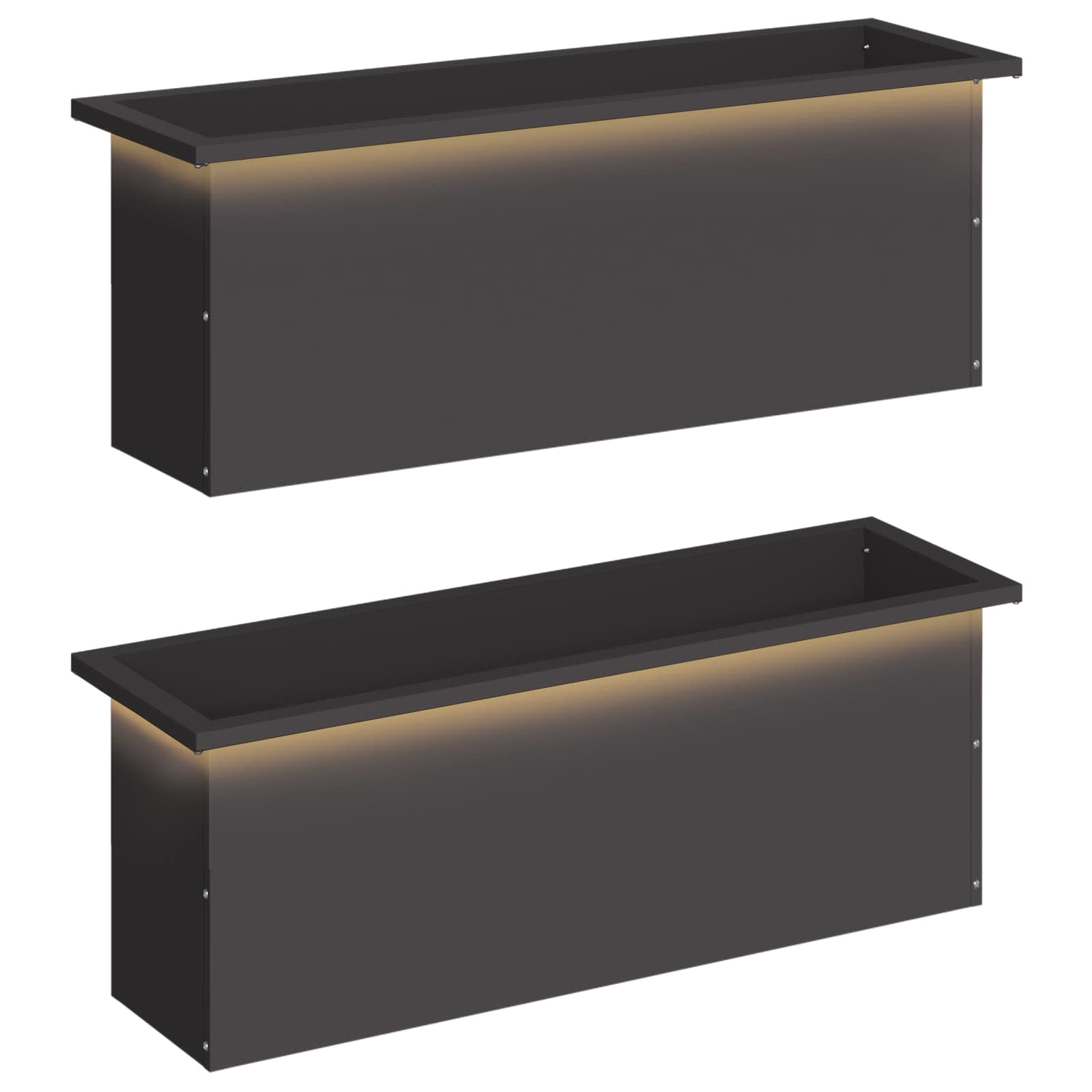 Plantenbak met led 2 st Zwart 30 x 100 x 30 cm Staal image 2